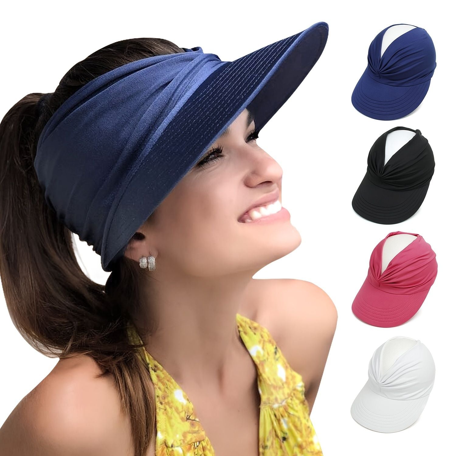 Wide Brim Sun Protection Hat; Visor Hat; Breathable Empty Top Sun Hat; Scallop Cap For Beach Outdoor; Women's Hat & Caps