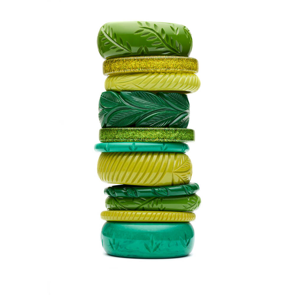 Wide Chartreuse Fakelite Medium Bangle by Splendette