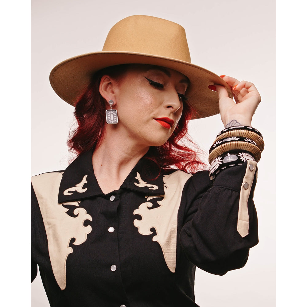 Wide Rebel Black Bangle by Splendette