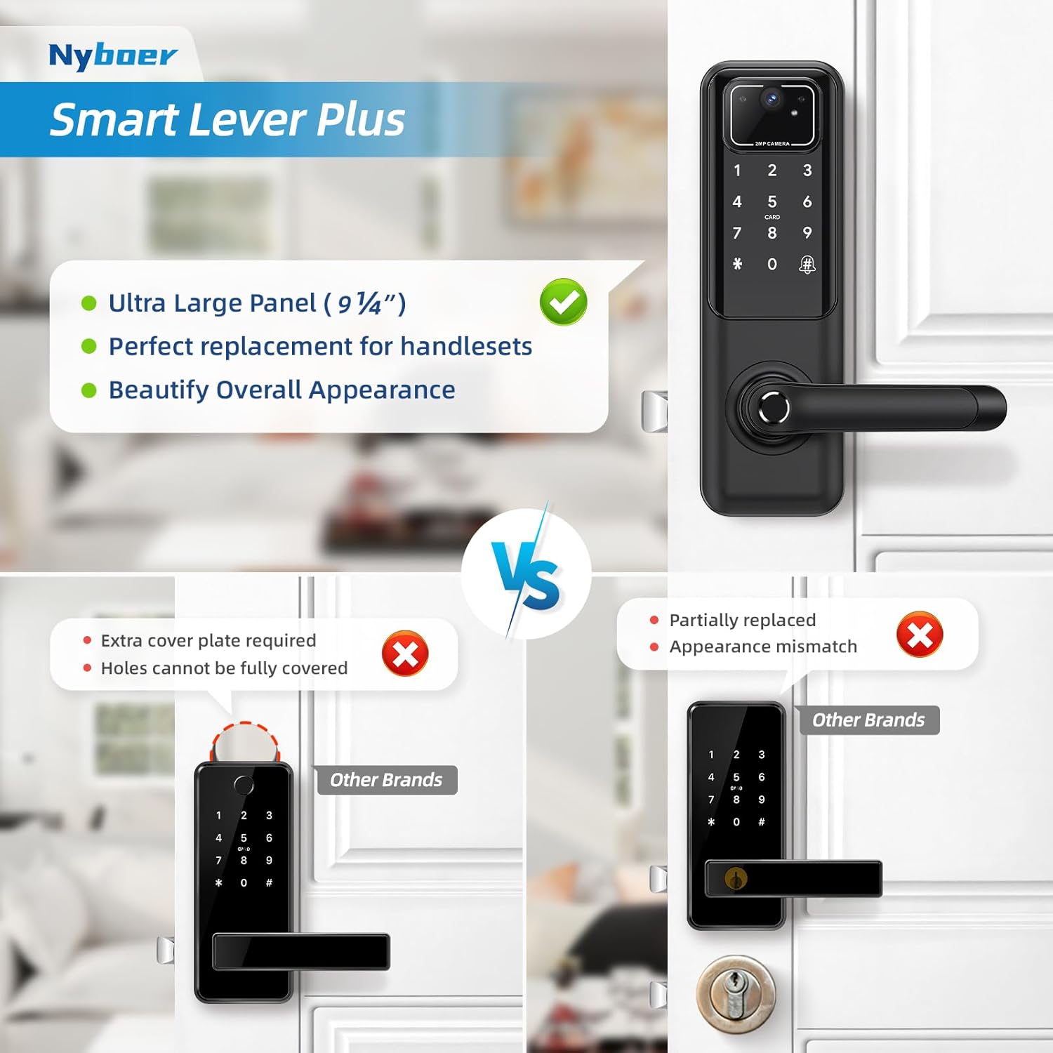 WiFi Camera Video Smart Door Lock with Fingerprint, Nyboer Keyless Entry, Electronic Digital Keypad with Handle