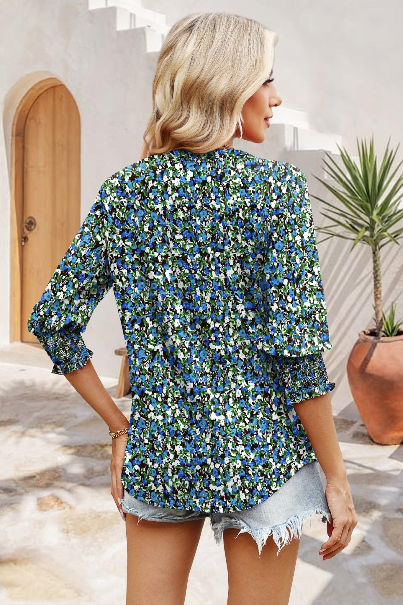 WIHOLL Blouses for Women Dressy Casual 3/4 Length Sleeve Womens Tops Trendy Summer Spring Shirts S-3XL