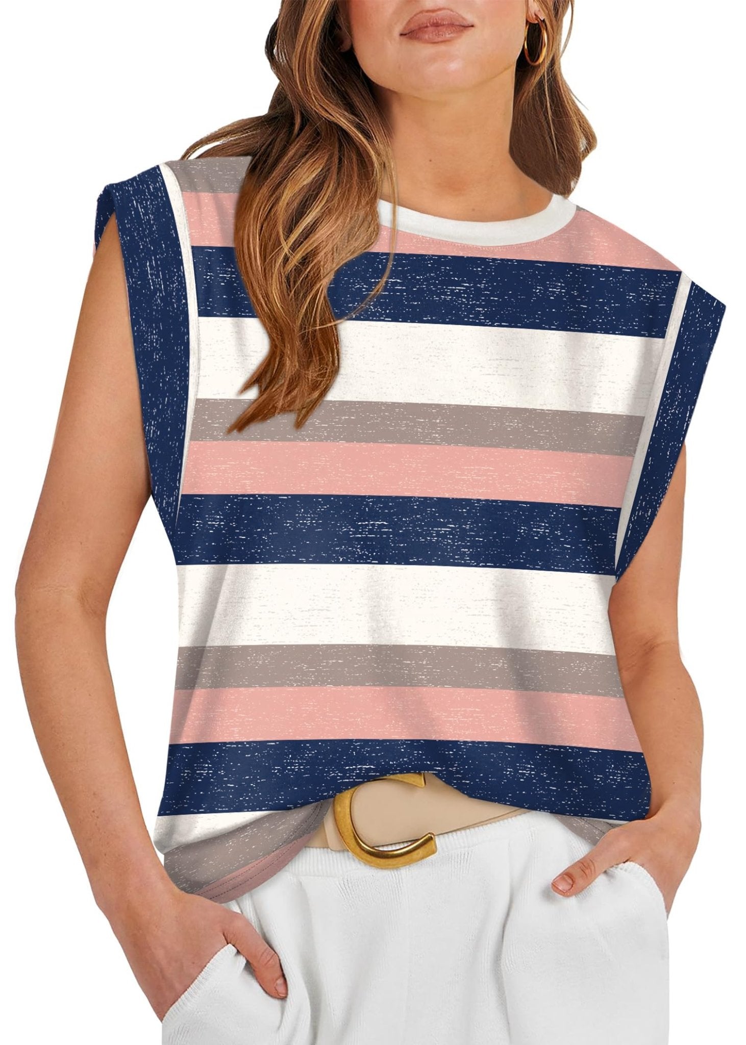 WIHOLL Cap Sleeve Tops for Women Summer Top Basic Tee Shirts Casual Tank Loose Fit 2025 Fashion