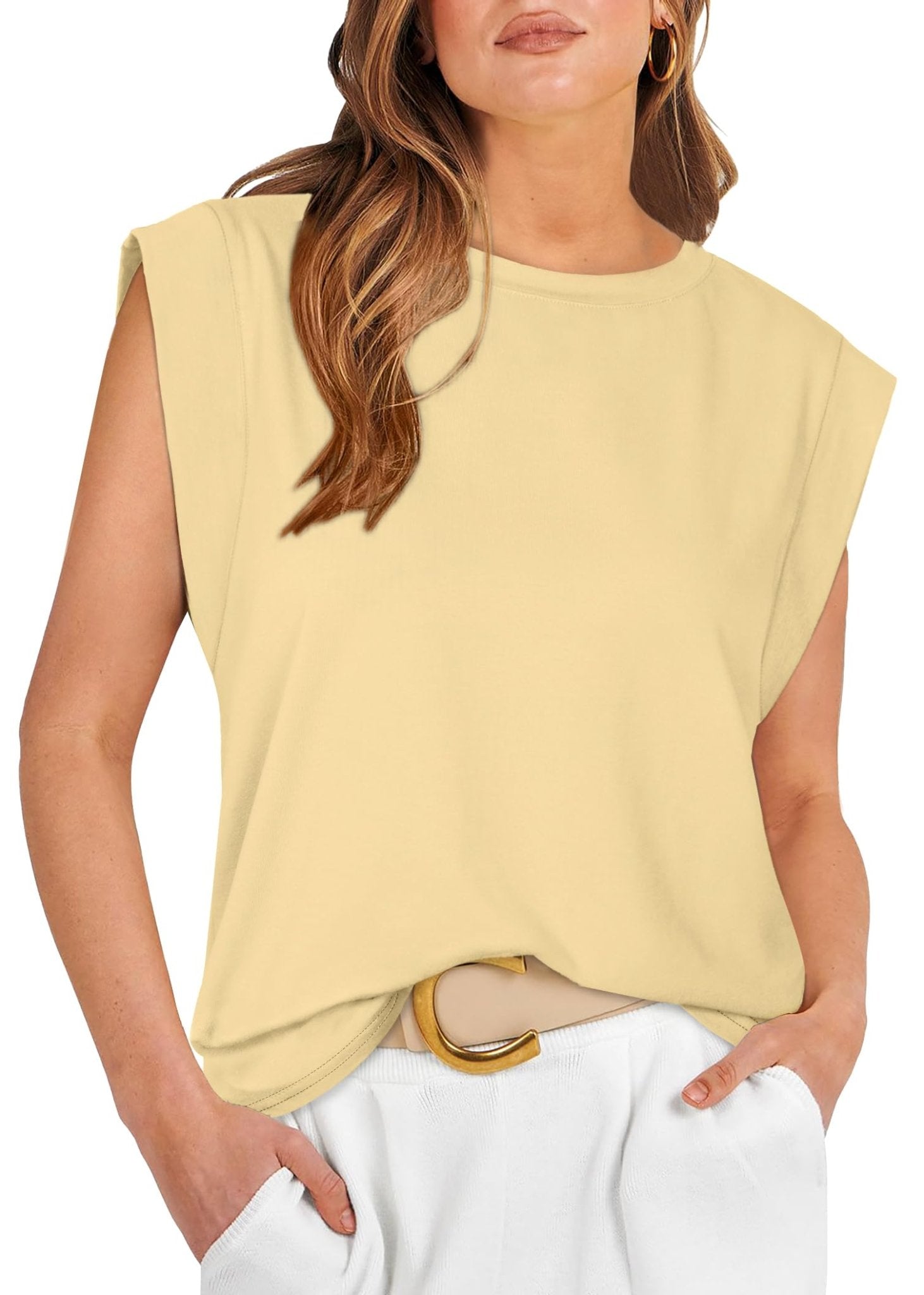 WIHOLL Cap Sleeve Tops for Women Summer Top Basic Tee Shirts Casual Tank Loose Fit 2025 Fashion