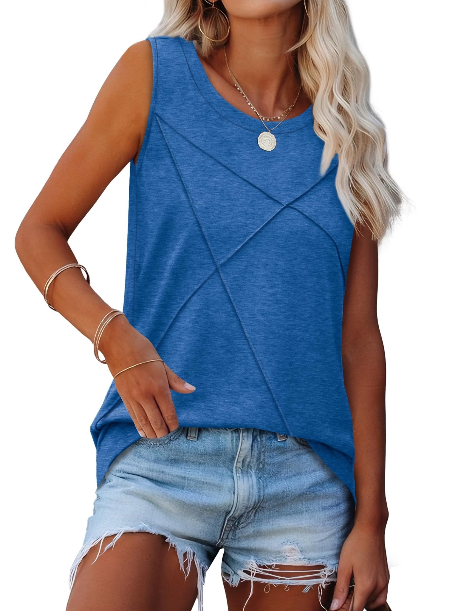 WIHOLL Summer Tank Tops for Women Loose Fit Crew Neck Casual Sleeveless Tops 2025 Trendy