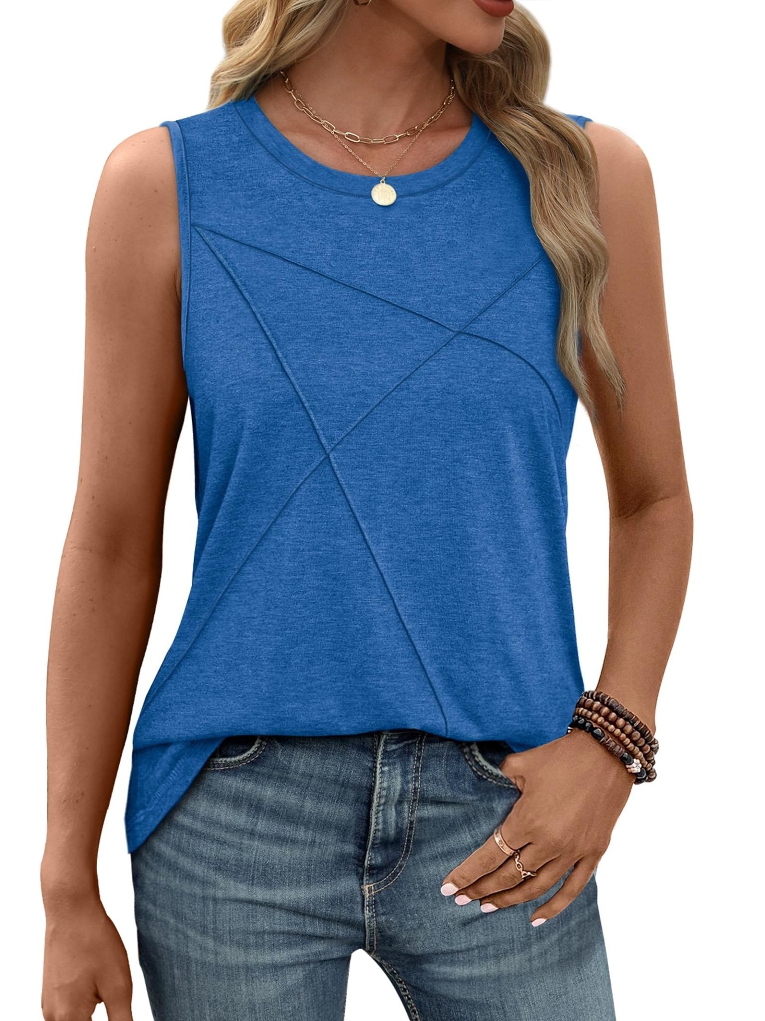 WIHOLL Summer Tank Tops for Women Loose Fit Crew Neck Casual Sleeveless Tops 2025 Trendy
