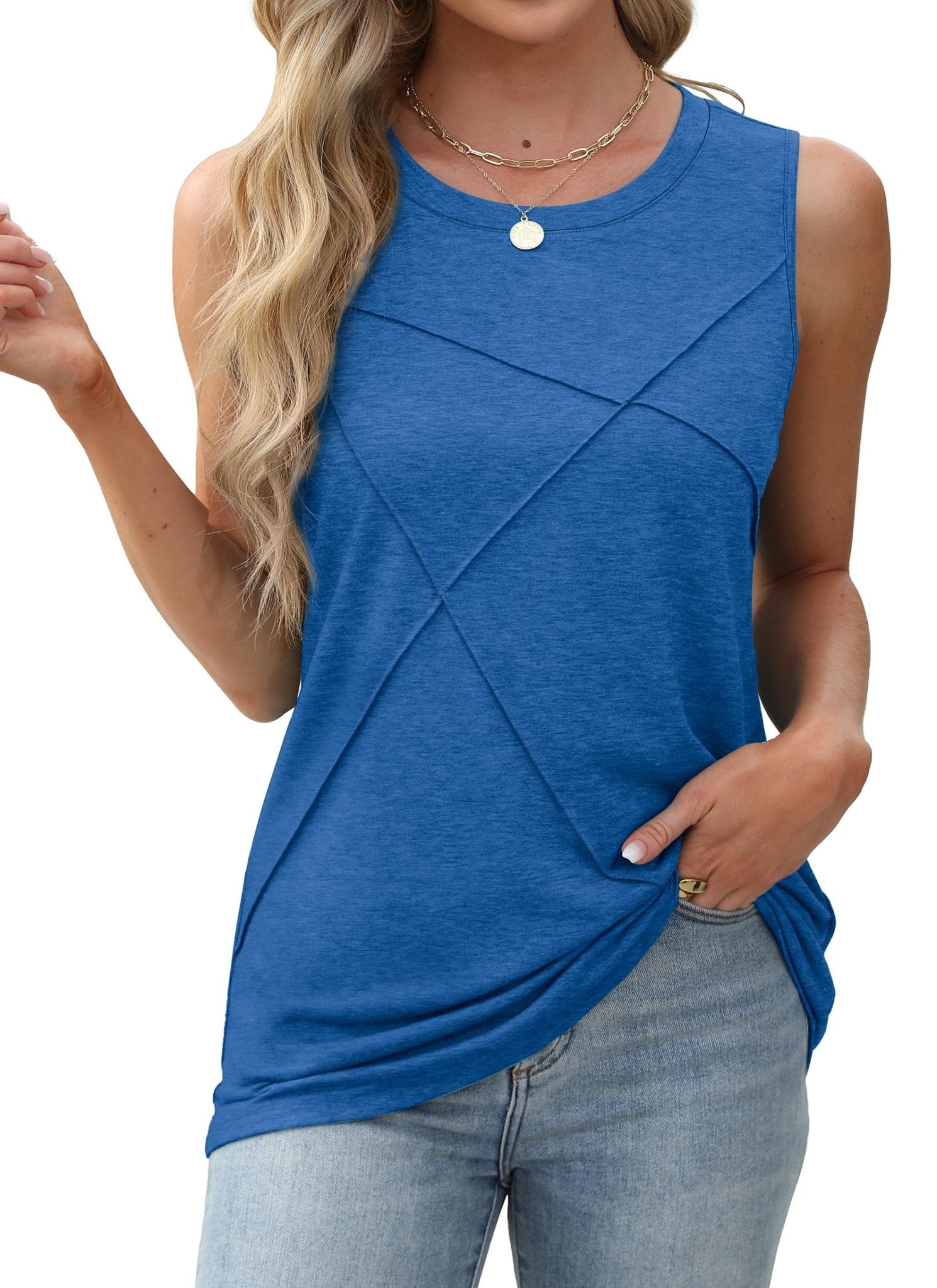 WIHOLL Summer Tank Tops for Women Loose Fit Crew Neck Casual Sleeveless Tops 2025 Trendy