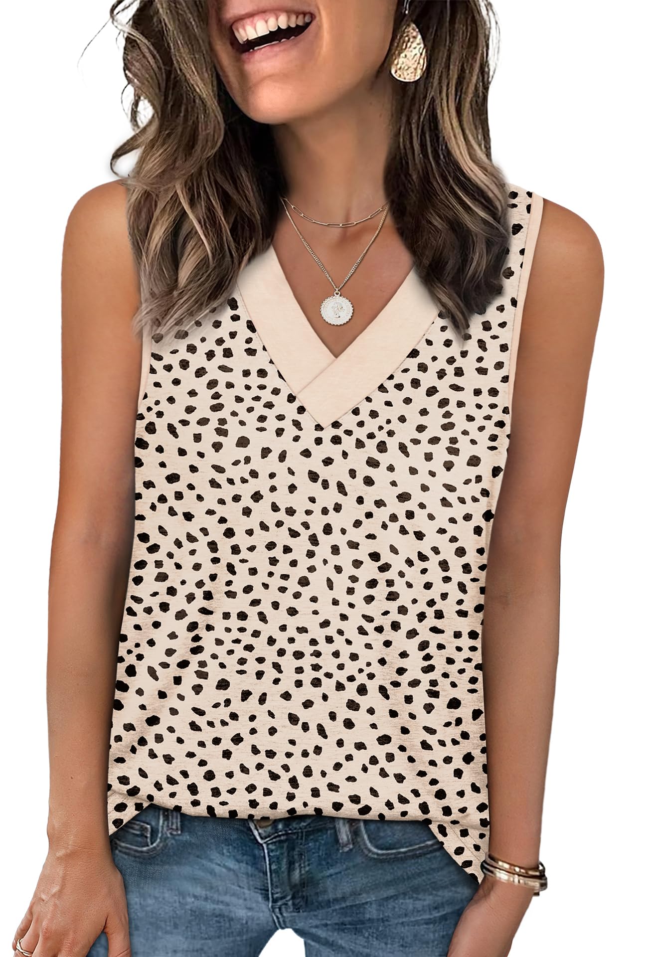 WIHOLL Tank Tops for Women Summer V Neck T Shirts Trendy Sleeveless Basic Tee Loose Fit 2025 Fashion