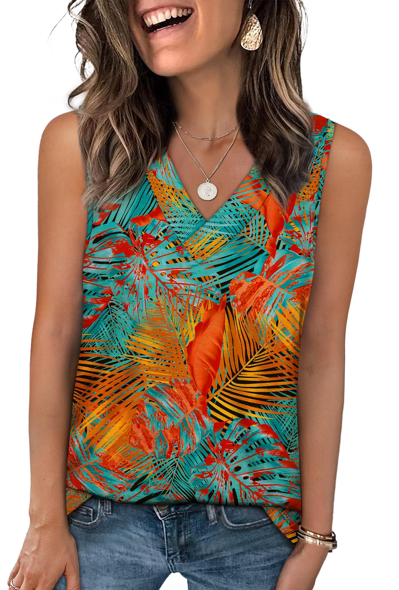 WIHOLL Tank Tops for Women Summer V Neck T Shirts Trendy Sleeveless Basic Tee Loose Fit 2025 Fashion