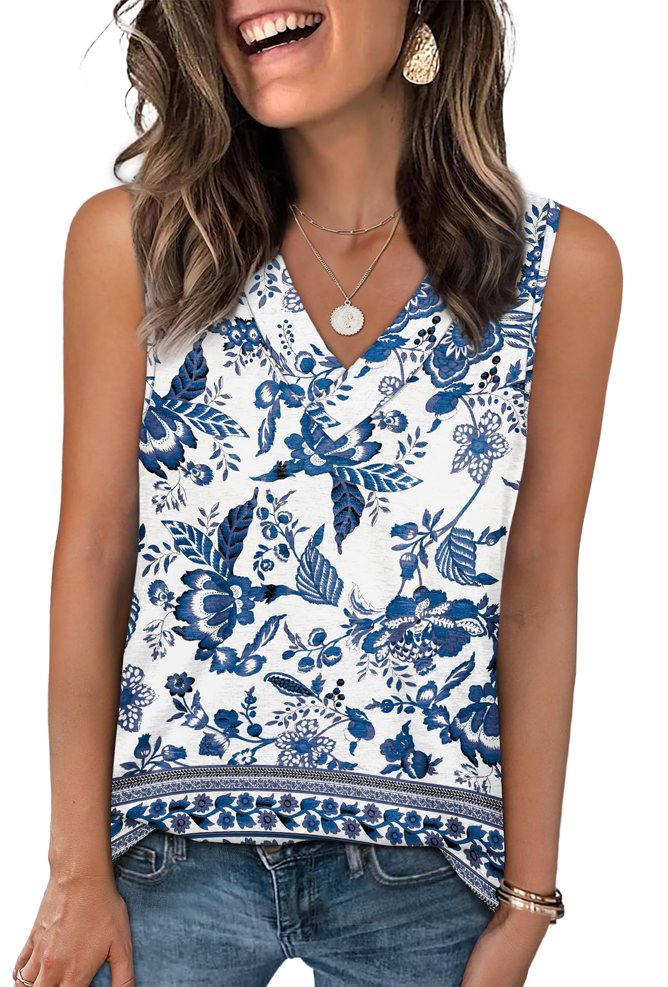 WIHOLL Tank Tops for Women Summer V Neck T Shirts Trendy Sleeveless Basic Tee Loose Fit 2025 Fashion