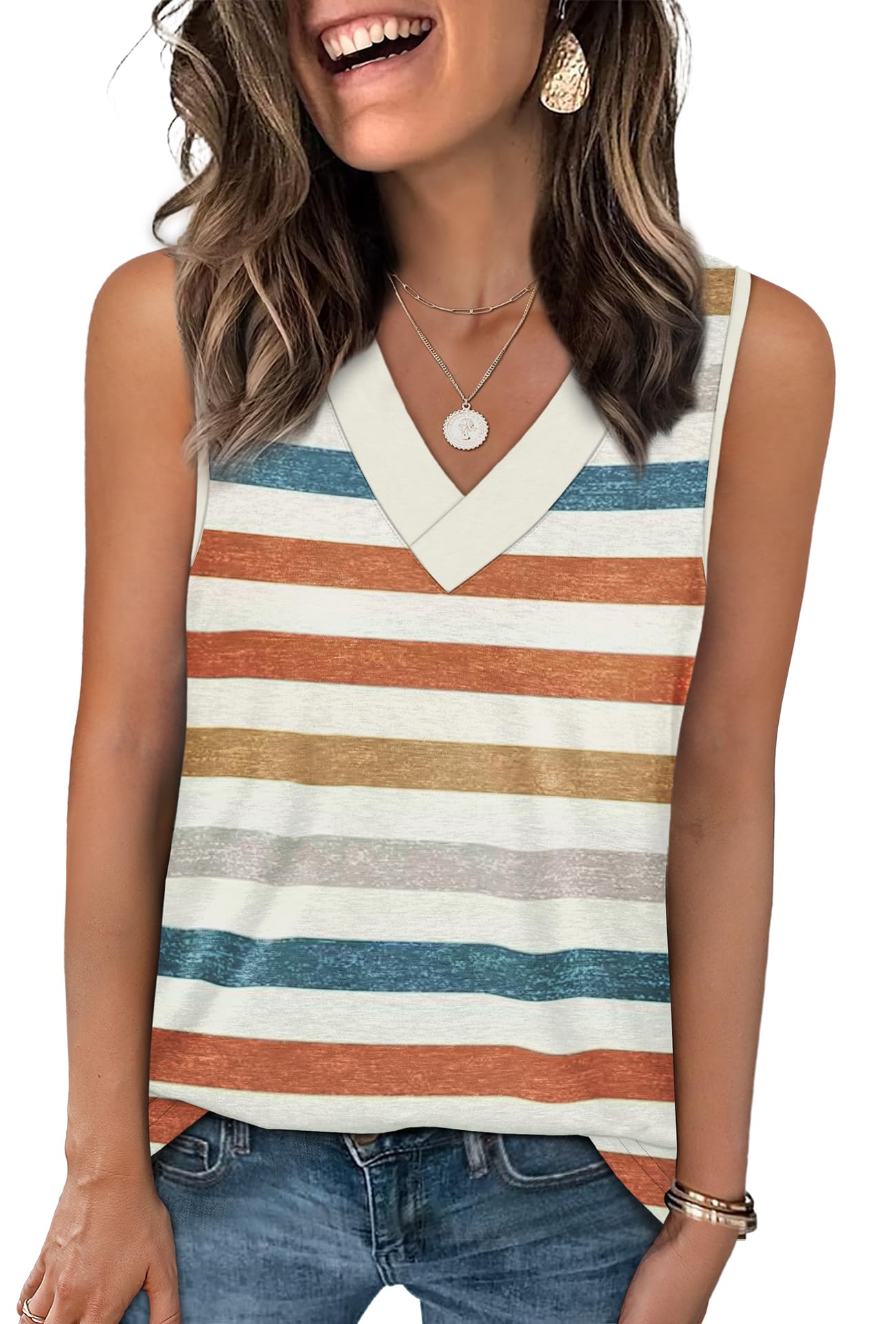 WIHOLL Tank Tops for Women Summer V Neck T Shirts Trendy Sleeveless Basic Tee Loose Fit 2025 Fashion