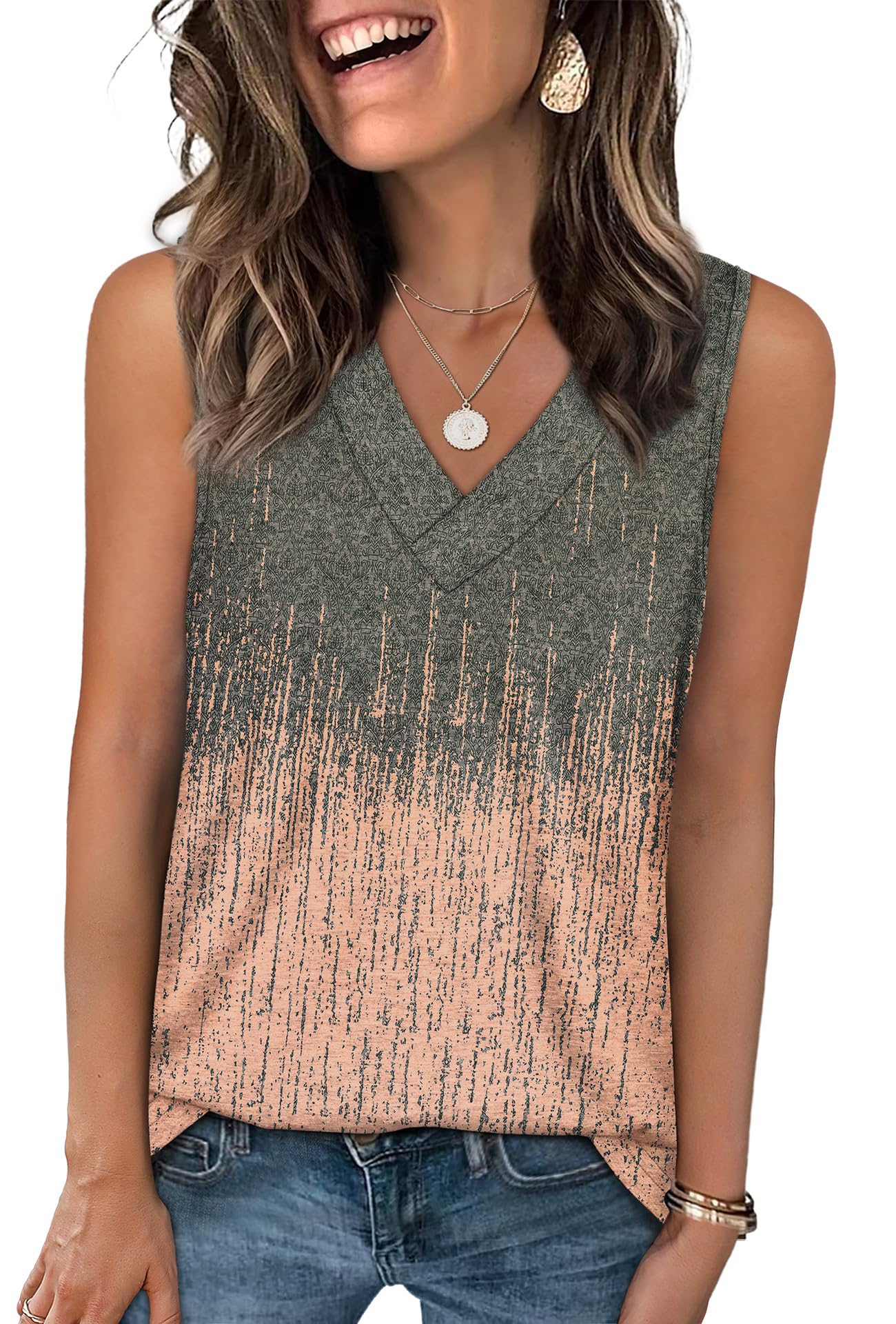 WIHOLL Tank Tops for Women Summer V Neck T Shirts Trendy Sleeveless Basic Tee Loose Fit 2025 Fashion