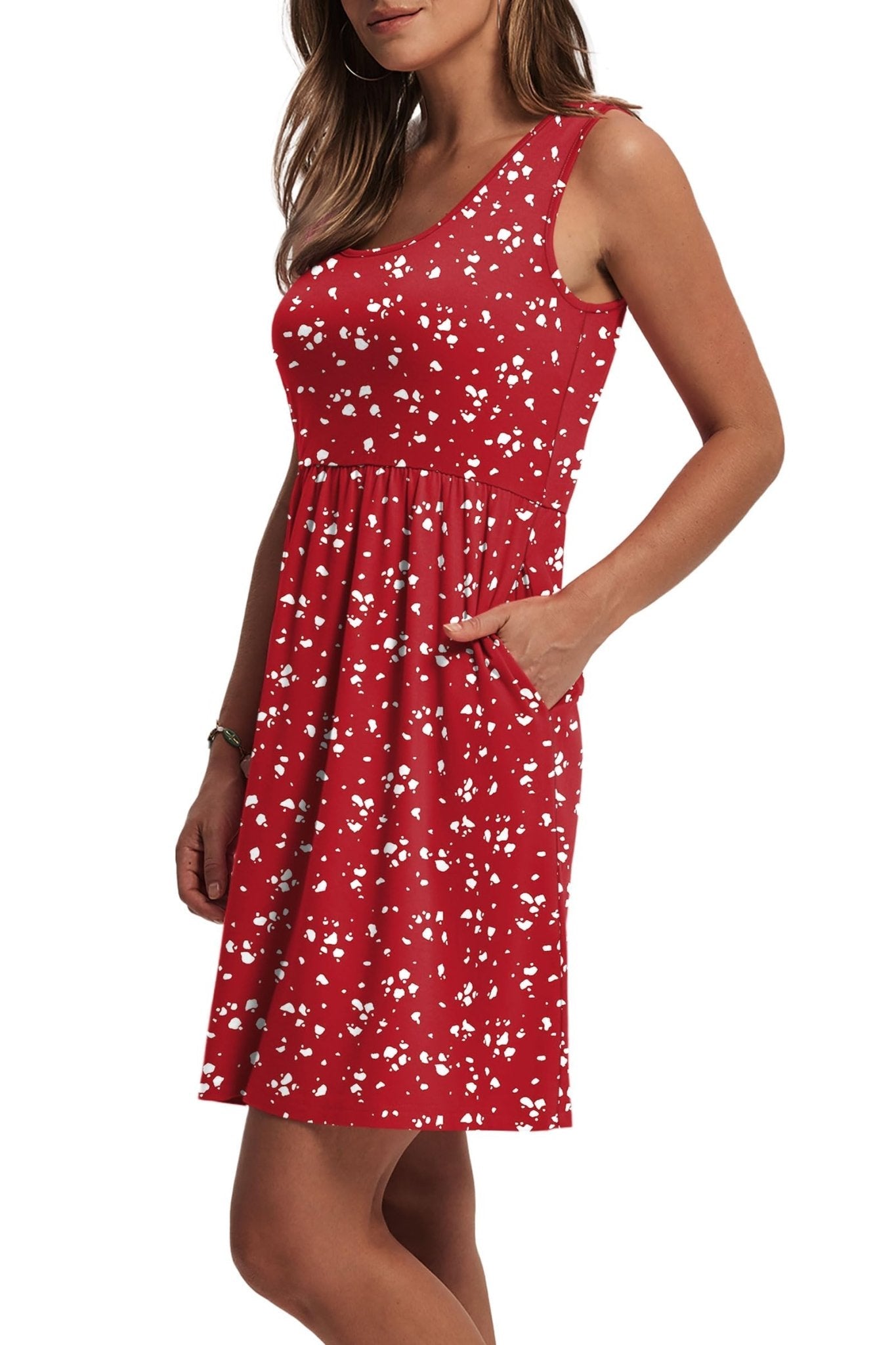 WIHOLL Women's Summer Dress 2025 A-Line Sleeveless Casual Sundress with Pockets Floral/Solid