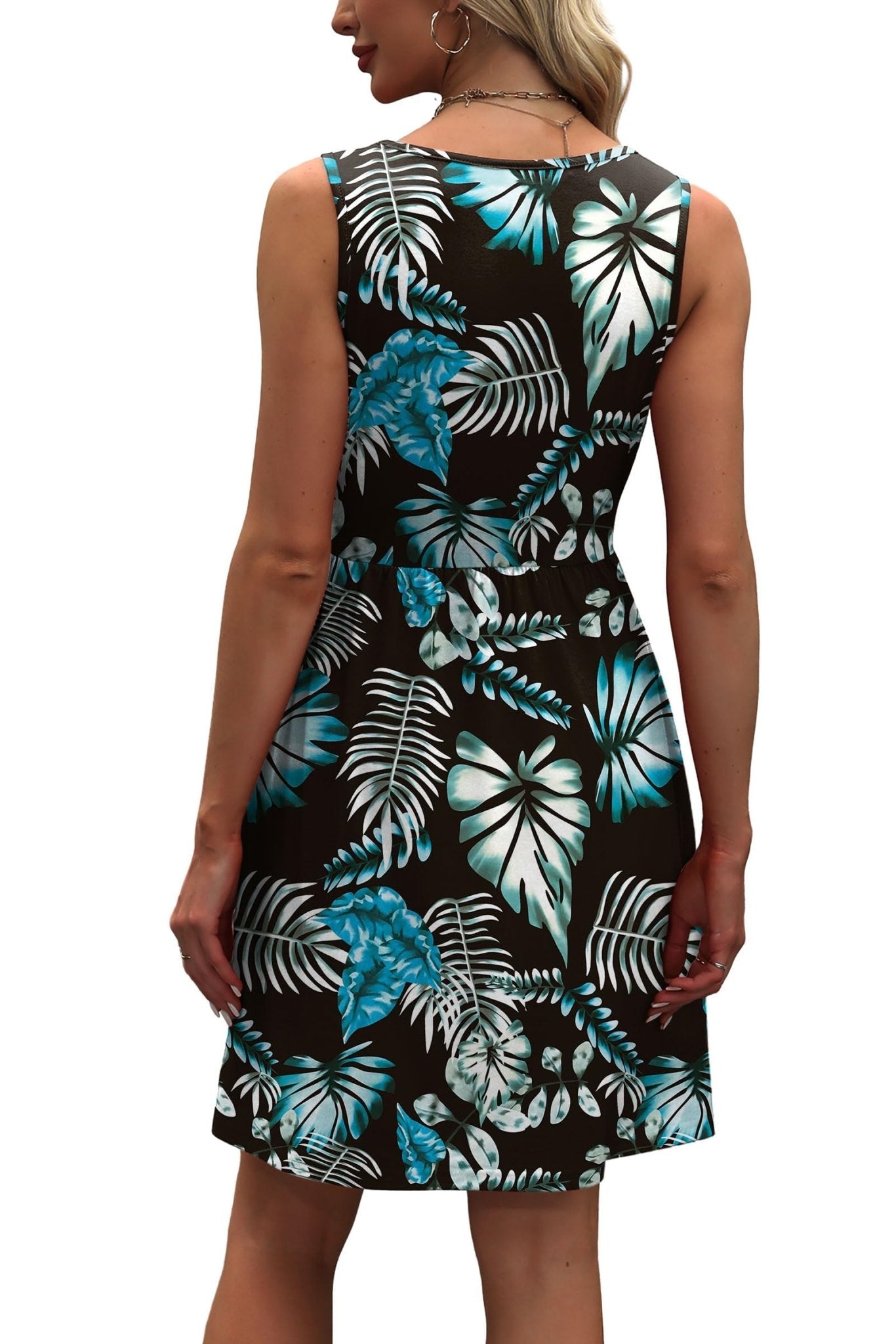 WIHOLL Women's Summer Dress 2025 A-Line Sleeveless Casual Sundress with Pockets Floral/Solid