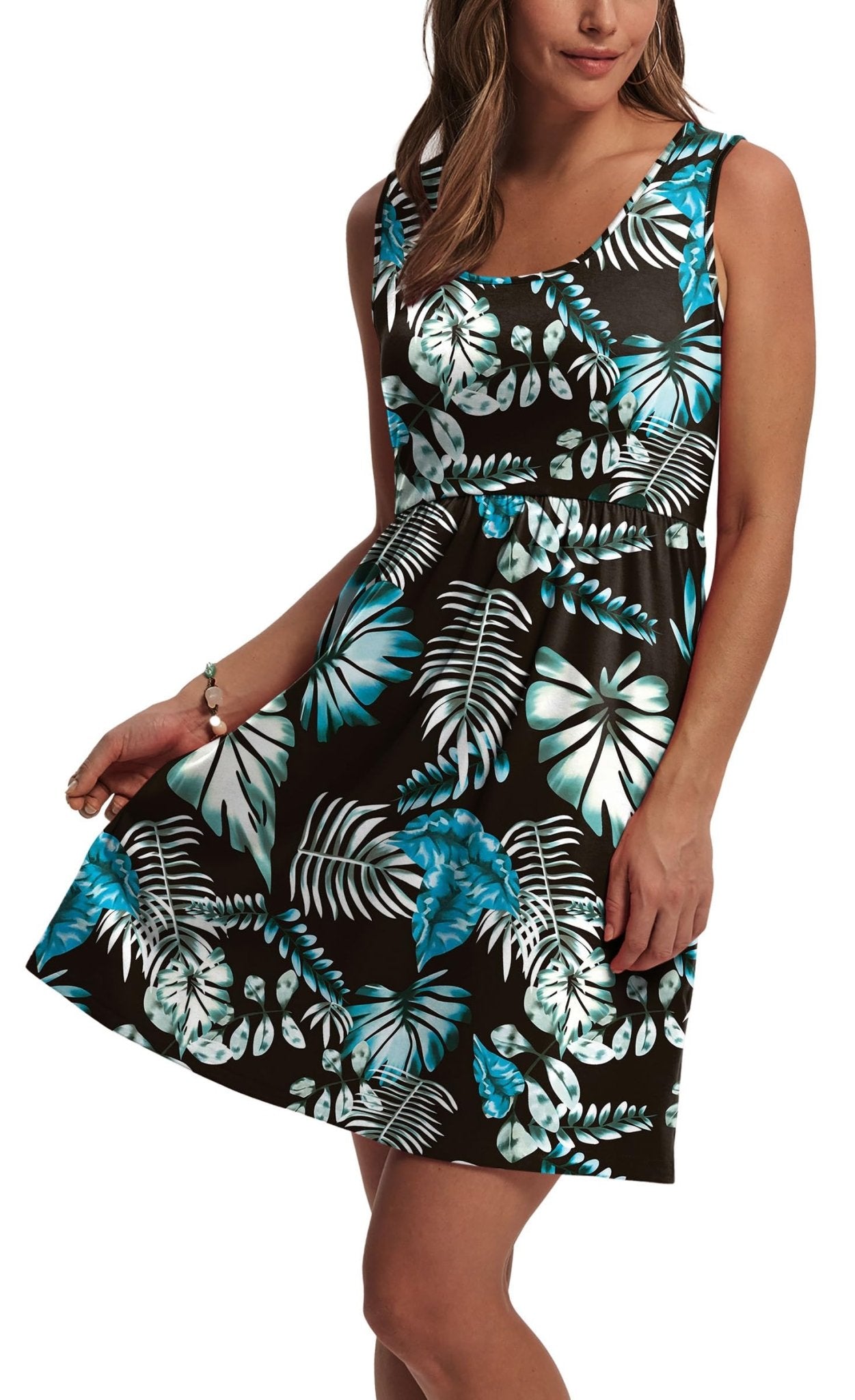 WIHOLL Women's Summer Dress 2025 A-Line Sleeveless Casual Sundress with Pockets Floral/Solid