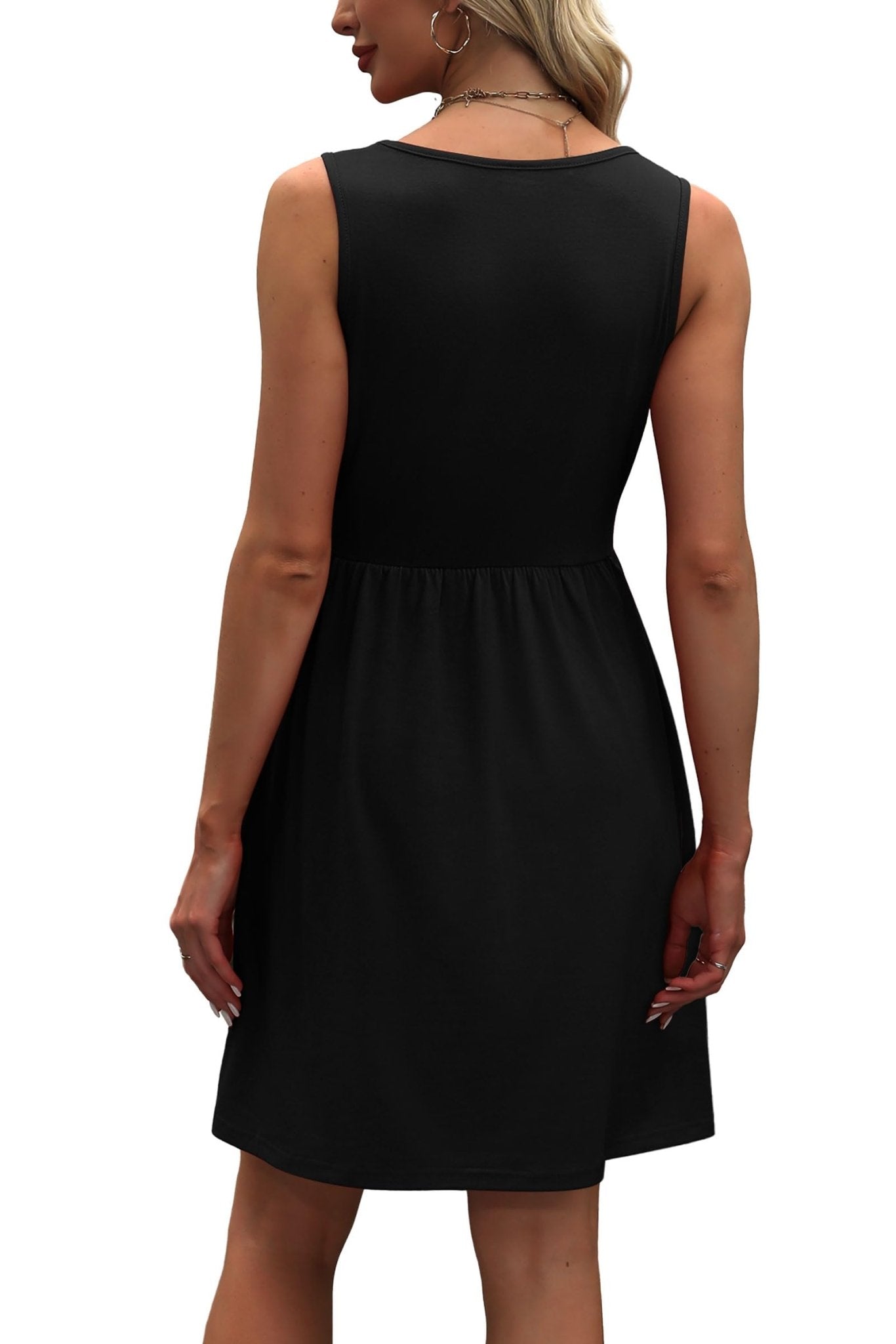 WIHOLL Women's Summer Dress 2025 A-Line Sleeveless Casual Sundress with Pockets Floral/Solid