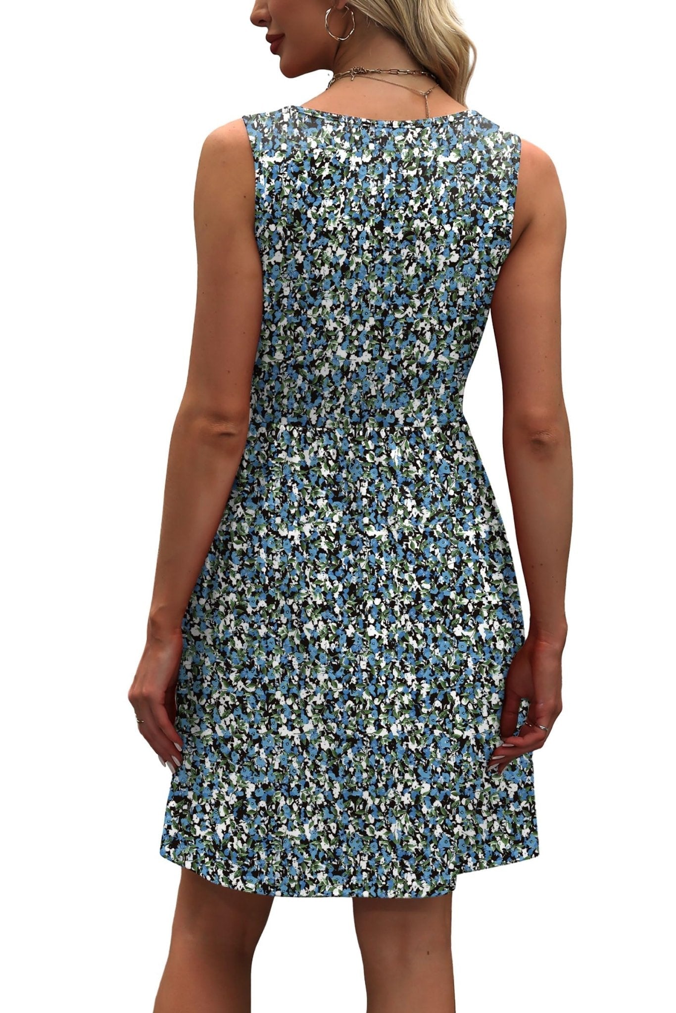 WIHOLL Women's Summer Dress 2025 A-Line Sleeveless Casual Sundress with Pockets Floral/Solid