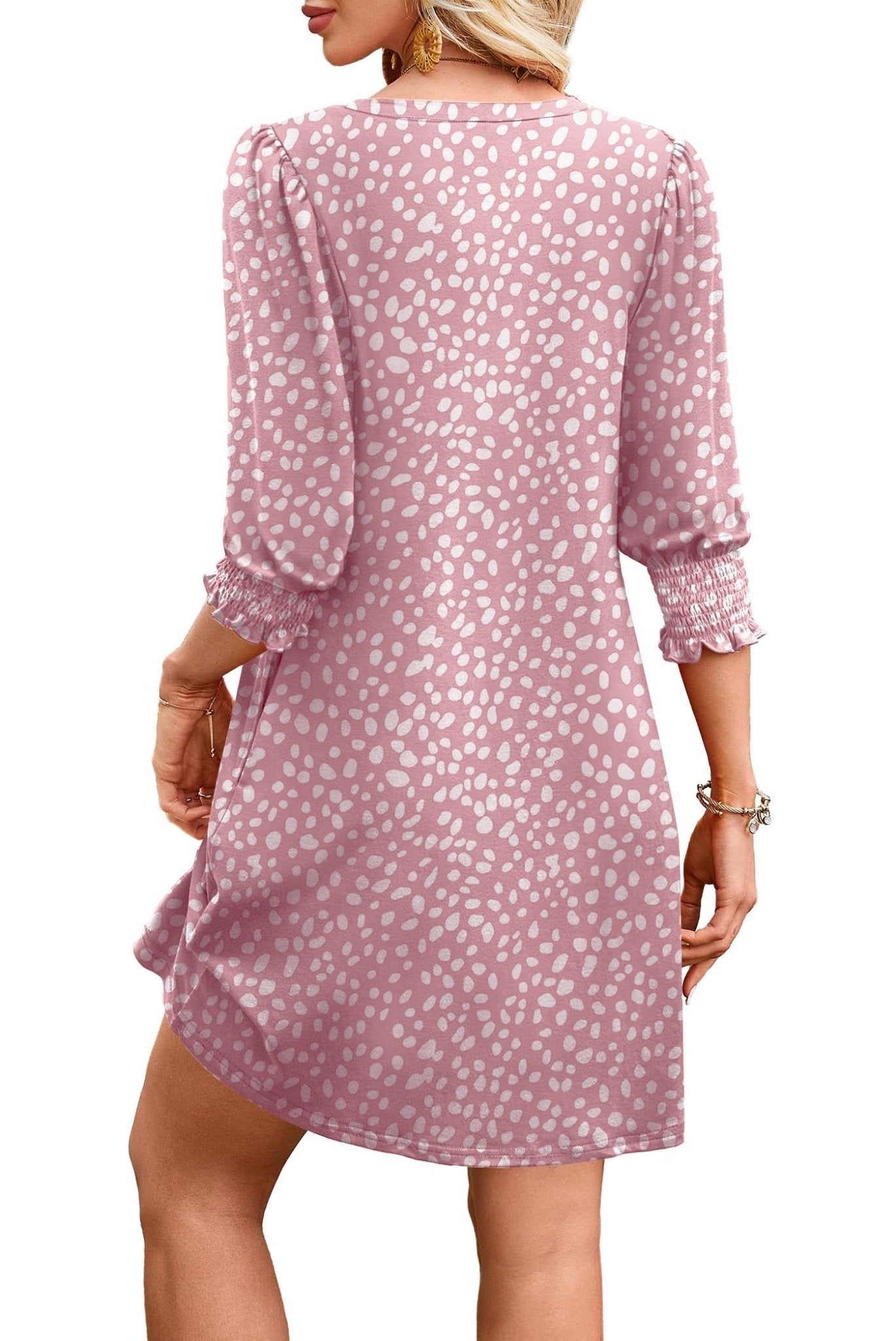 WIHOLL Women's Summer Dresses 3/4 Puff Sleeve Casual Sundress Dress with Pockets Beach Vacation 2025 Fashion