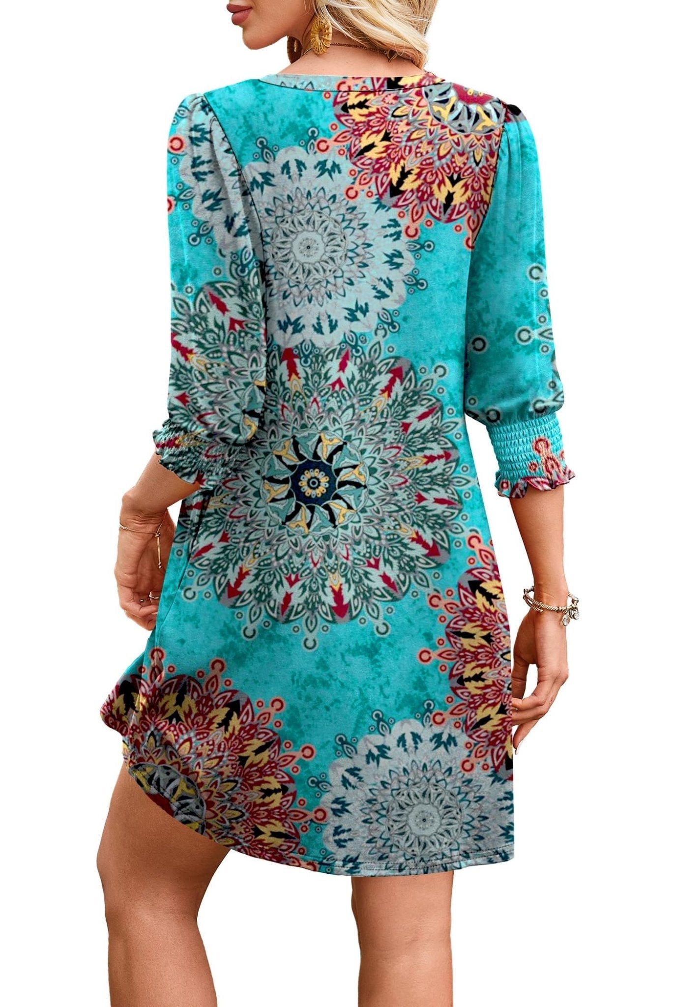 WIHOLL Women's Summer Dresses 3/4 Puff Sleeve Casual Sundress Dress with Pockets Beach Vacation 2025 Fashion