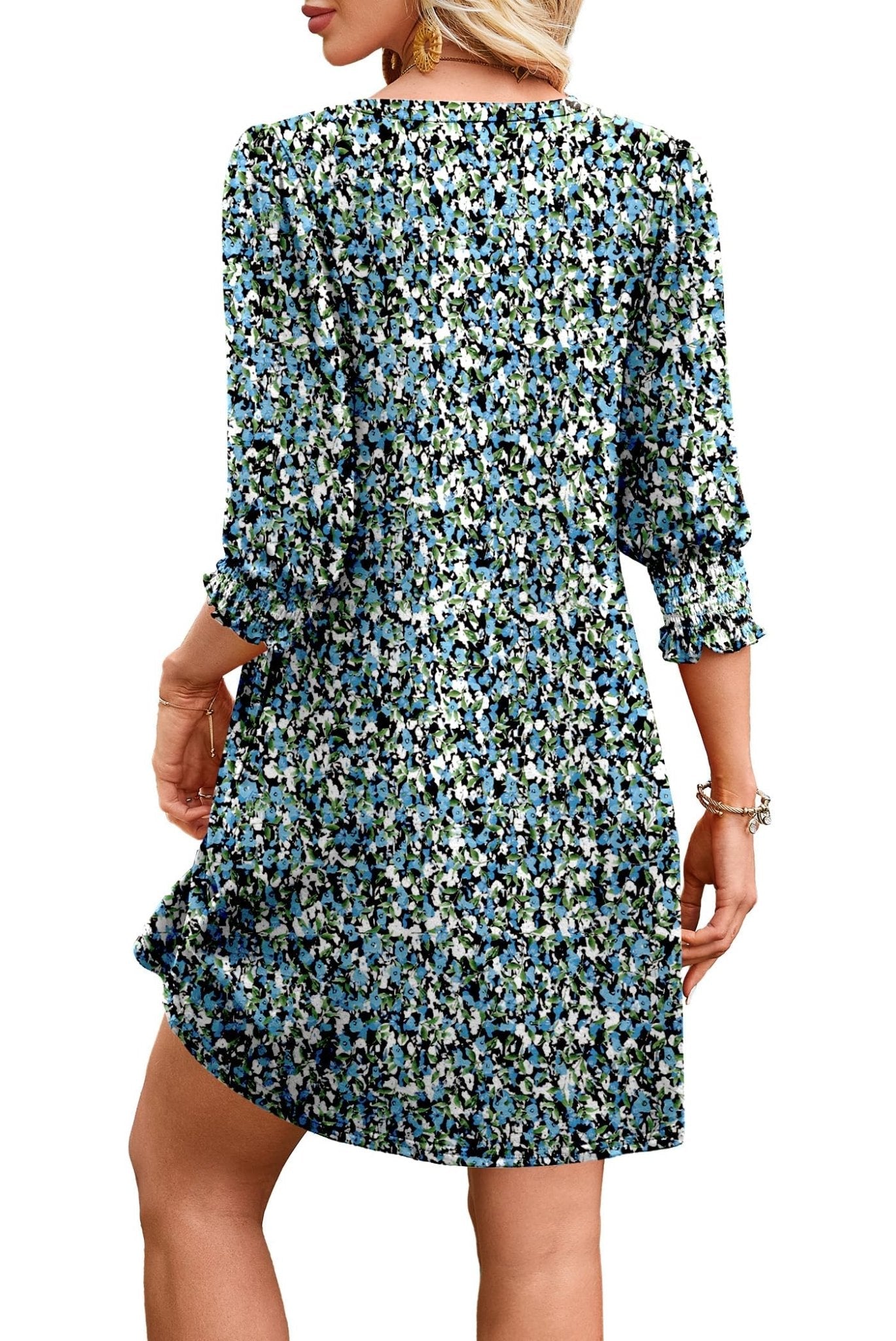 WIHOLL Women's Summer Dresses 3/4 Puff Sleeve Casual Sundress Dress with Pockets Beach Vacation 2025 Fashion