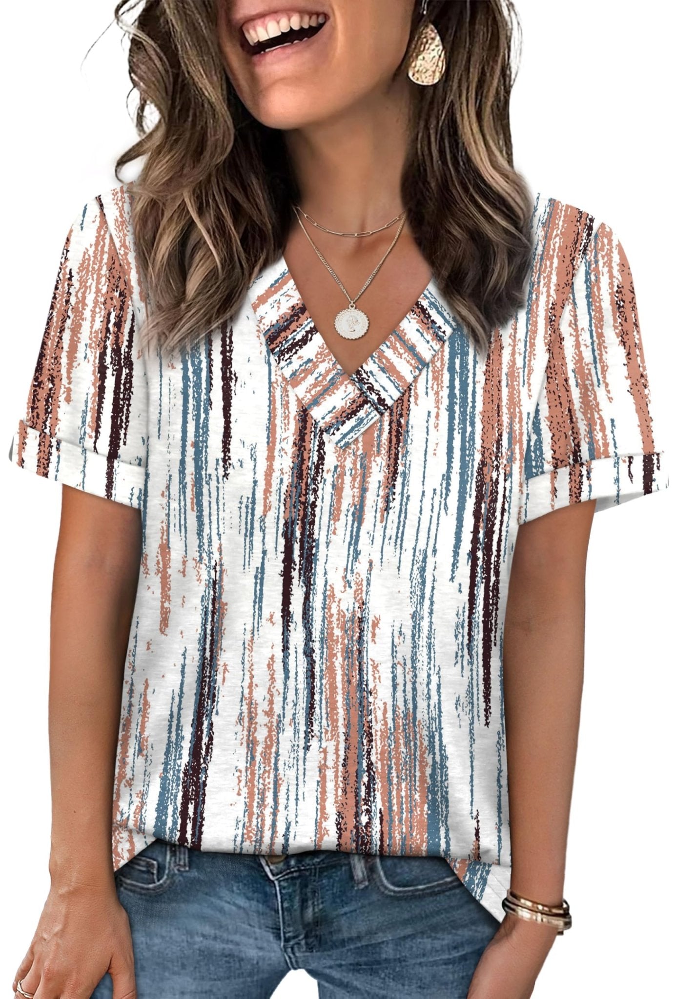 WIHOLL Womens Summer Tops Short Sleeve Basic Casual V Neck T Shirts Trendy Fashion 2025