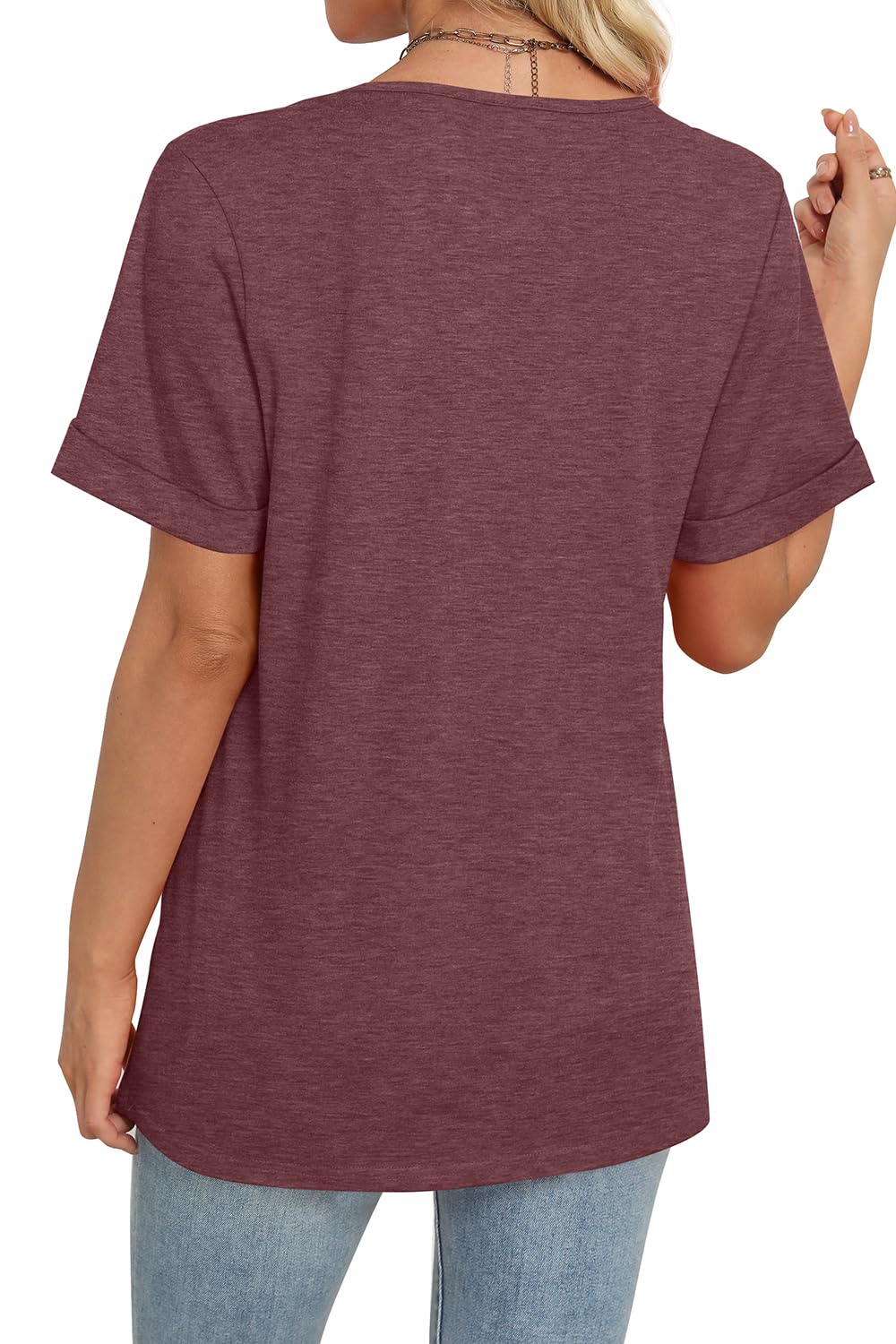 WIHOLL Womens Summer Tops Short Sleeve Basic Casual V Neck T Shirts Trendy Fashion 2025