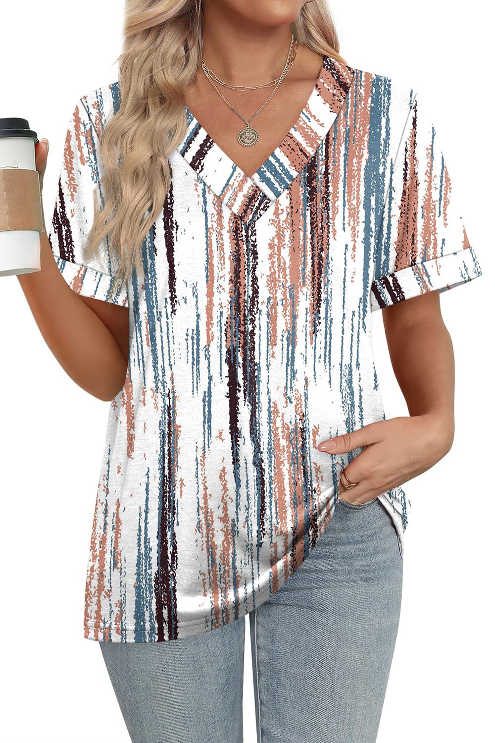 WIHOLL Womens Summer Tops Short Sleeve Basic Casual V Neck T Shirts Trendy Fashion 2025