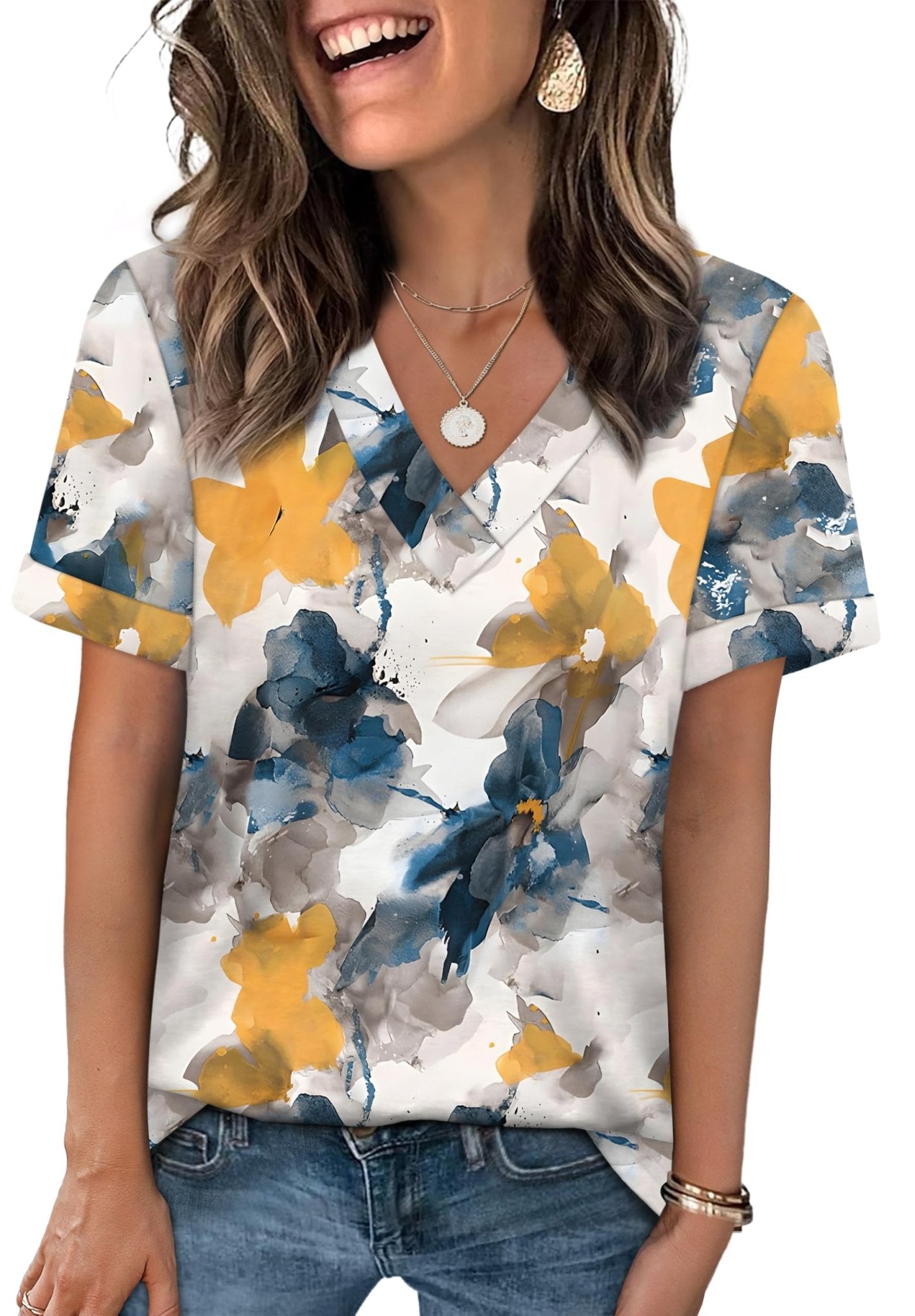 WIHOLL Womens Summer Tops Short Sleeve Basic Casual V Neck T Shirts Trendy Fashion 2025