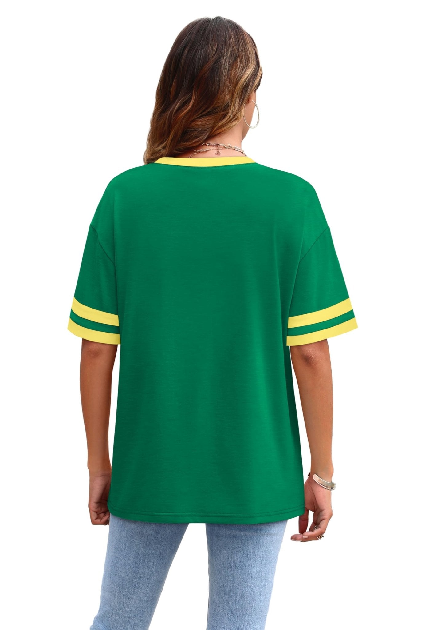 WIHOLL Womens T Shirts Loose Fit Short Sleeve Tees Crew Neck Color Block Summer Tops 2025 Fashion