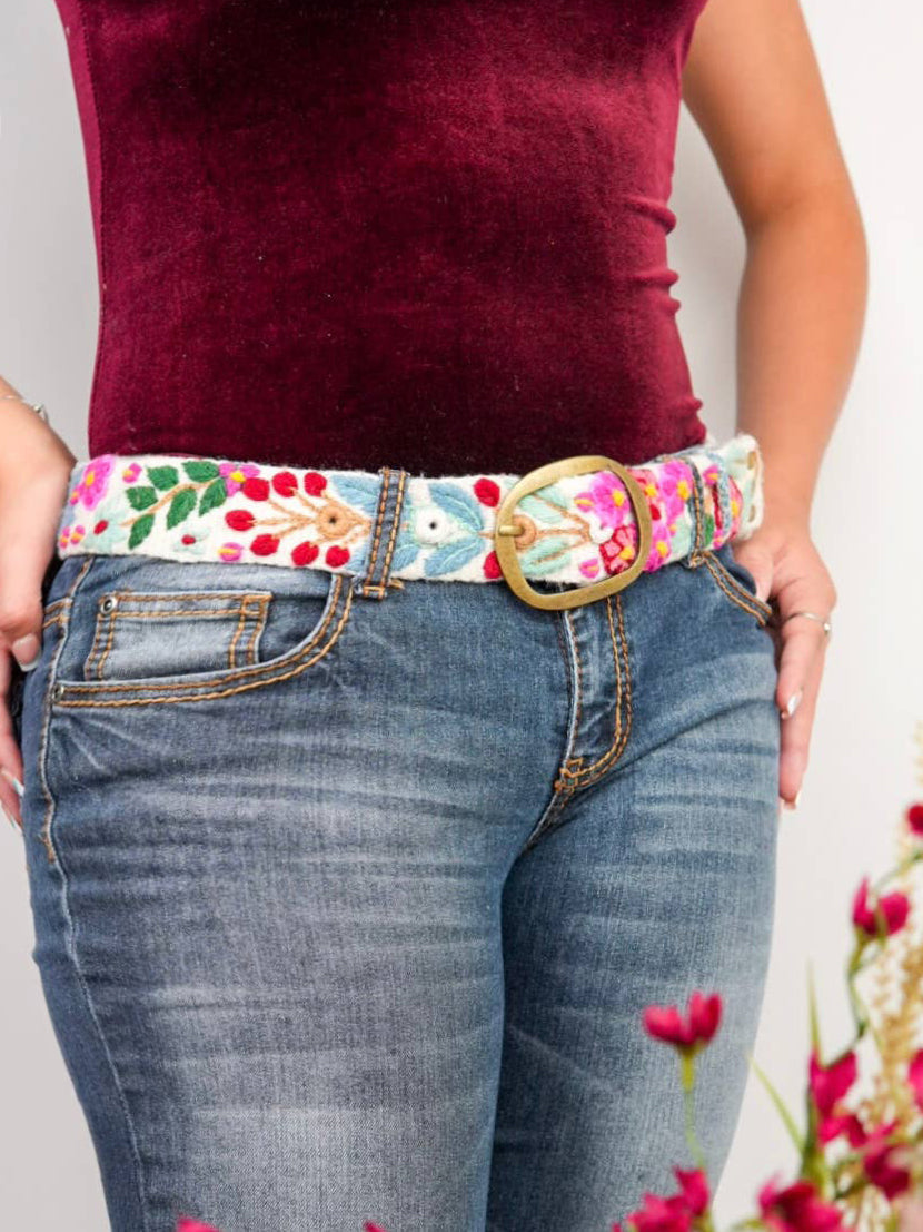Wildberry Embroidered Wide Belt