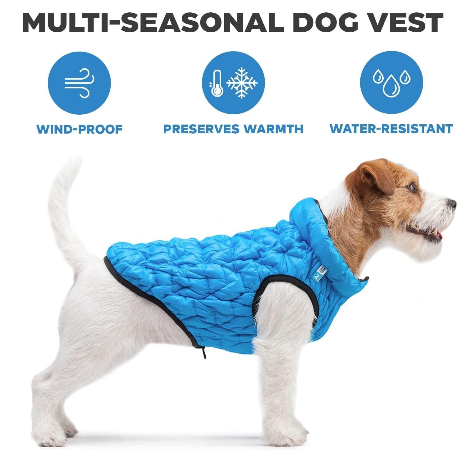 Winter Dog Coat XL Size Blue Lightweight Reversible Warm Dog Jacket Water Resistant Windproof Jacket Dog Coats for Large Dogs