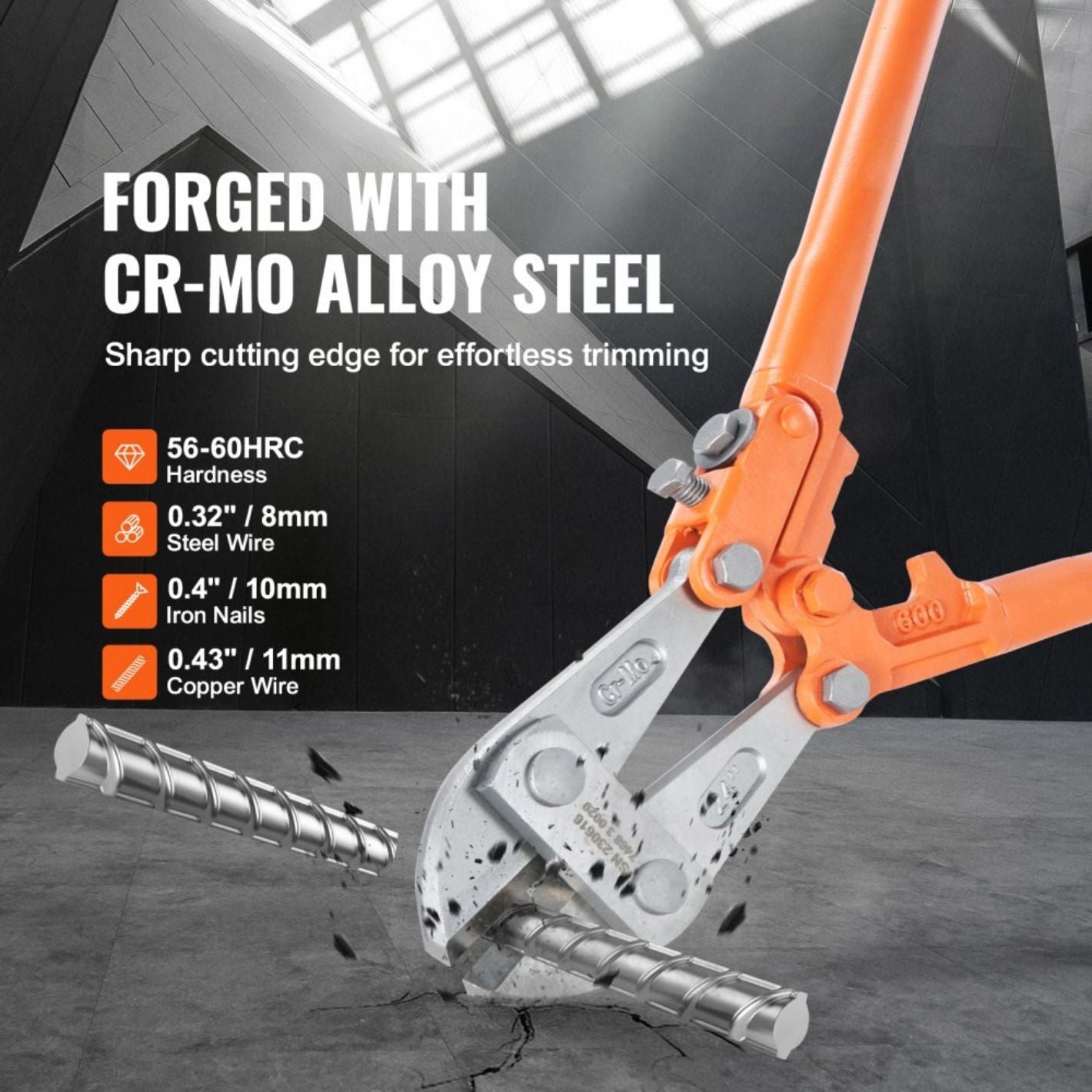 Wire cutters, 24-inch locking pliers, double-material handles with soft rubber grips, chromium-molybdenum alloy steel blades, heavy-duty wire cutters for rods, bolts, wires, cables, rivets and chains