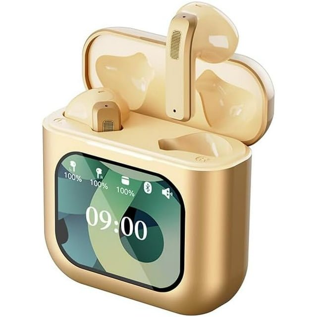 Wireless Earbuds Bluetooth 5.3 Headphones ENC Noise Cancelling in-Ear Earbuds with Wireless Charging Case LED Display Deep Bass Earphones Headset with Built-in Mic