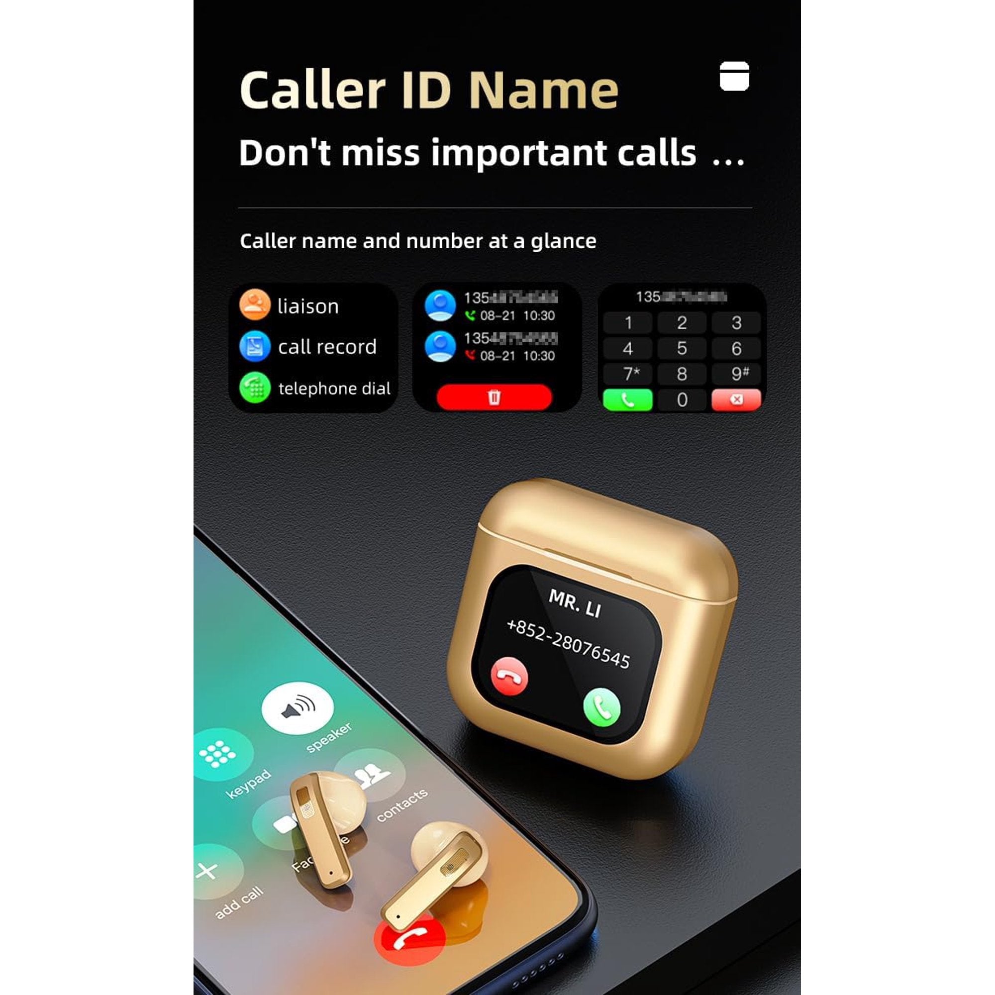 Wireless Earbuds Bluetooth 5.3 Headphones ENC Noise Cancelling in-Ear Earbuds with Wireless Charging Case LED Display Deep Bass Earphones Headset with Built-in Mic