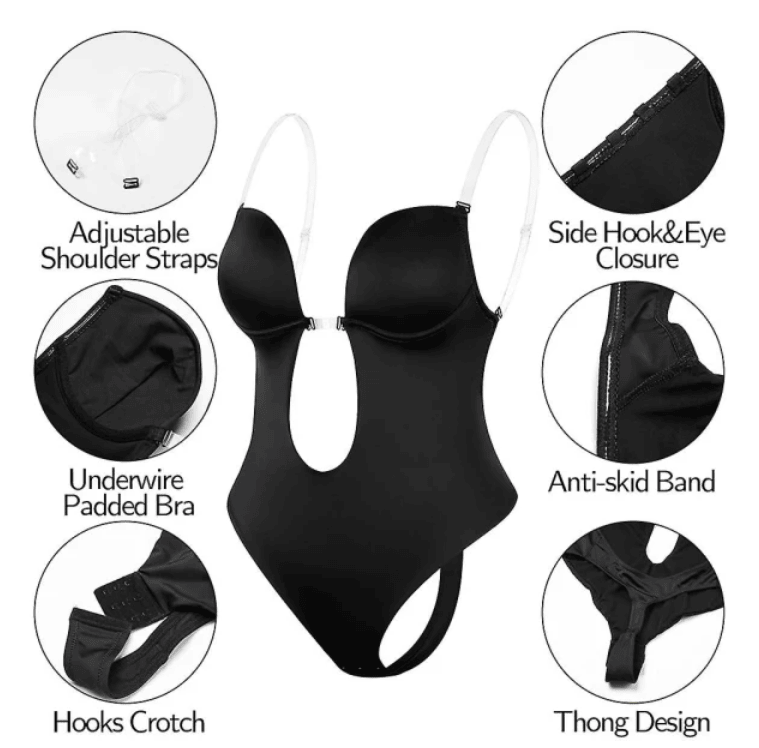 Women Plunging Deep V-neck Body Shaper Strapless Backless Shapewear