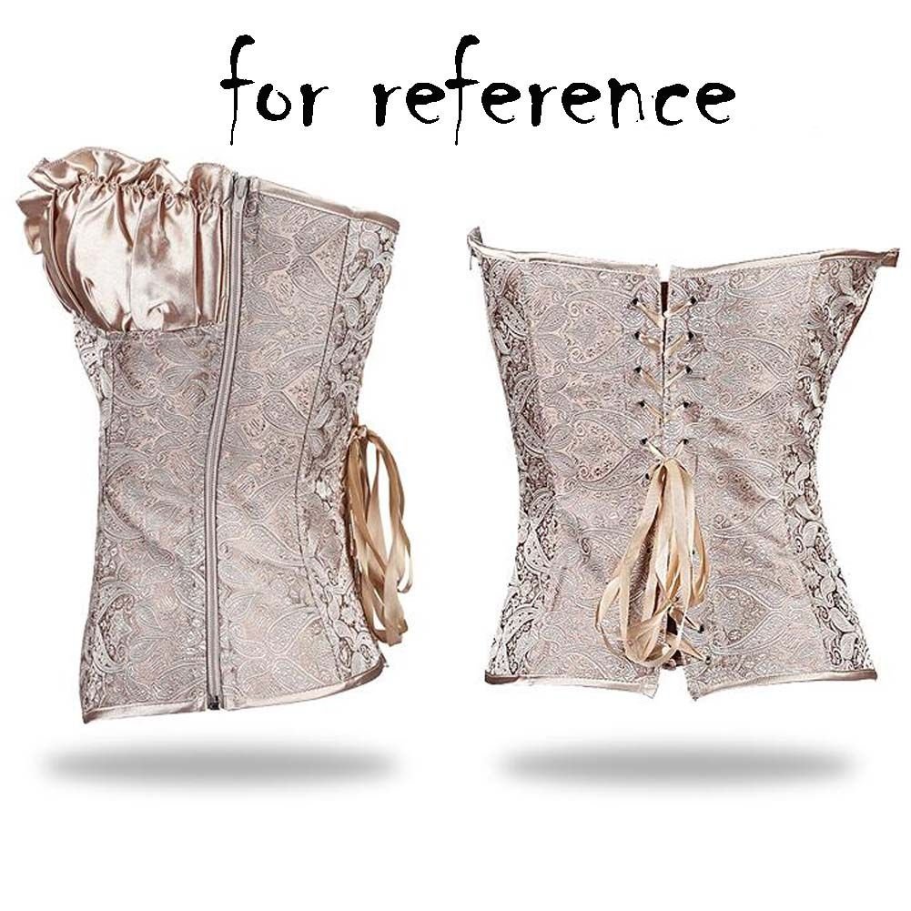 Womens Corset Sexy Lingerie Floral Lace Up Boned Overbust Bustier Top, Gold