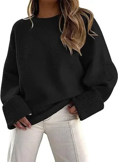 Women's Crewneck Long Sleeve Oversized Fuzzy Knit Chunky Warm Pullover Sweater Top