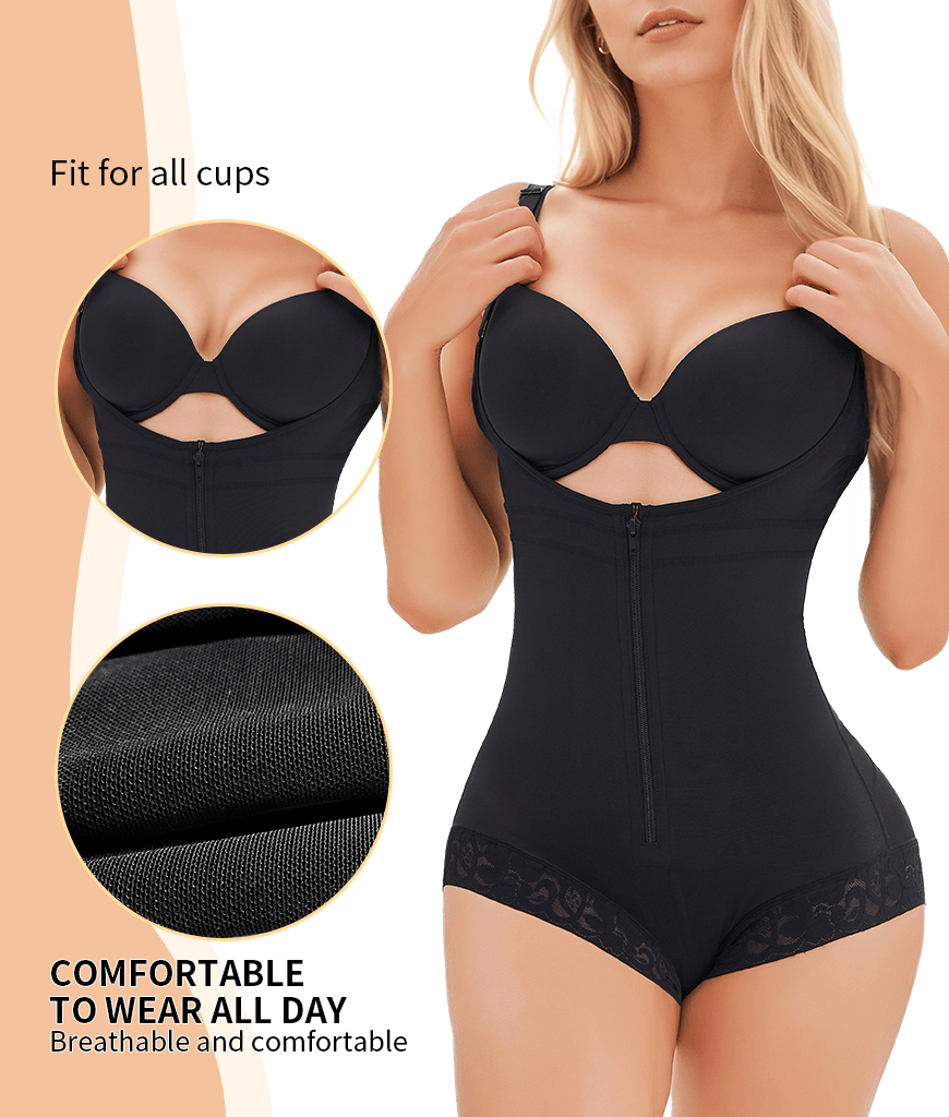 Women's Fajas Colombianas Shapewear for Women  Postpartum Tummy Control Bodysuit Full Body Shaper for Women Body Butt Lifter Panties  Zipper Straps Thong Bodysuit