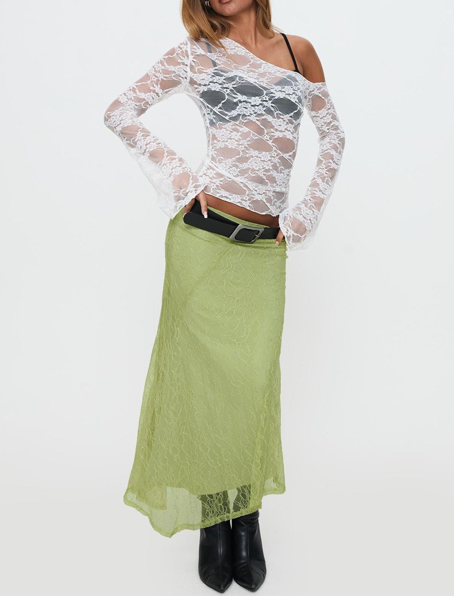 Womens Off The Shoulder Tops Lace Mesh Long Sleeve Going Out Shirts Crop Cute Y2K Fall Trendy 2025