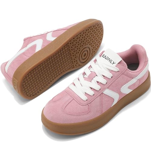 Women's Retro Fashion Sneakers - Gum Sole Suede Casual Walking Footwear Skate Shoes Non Slip Trainers