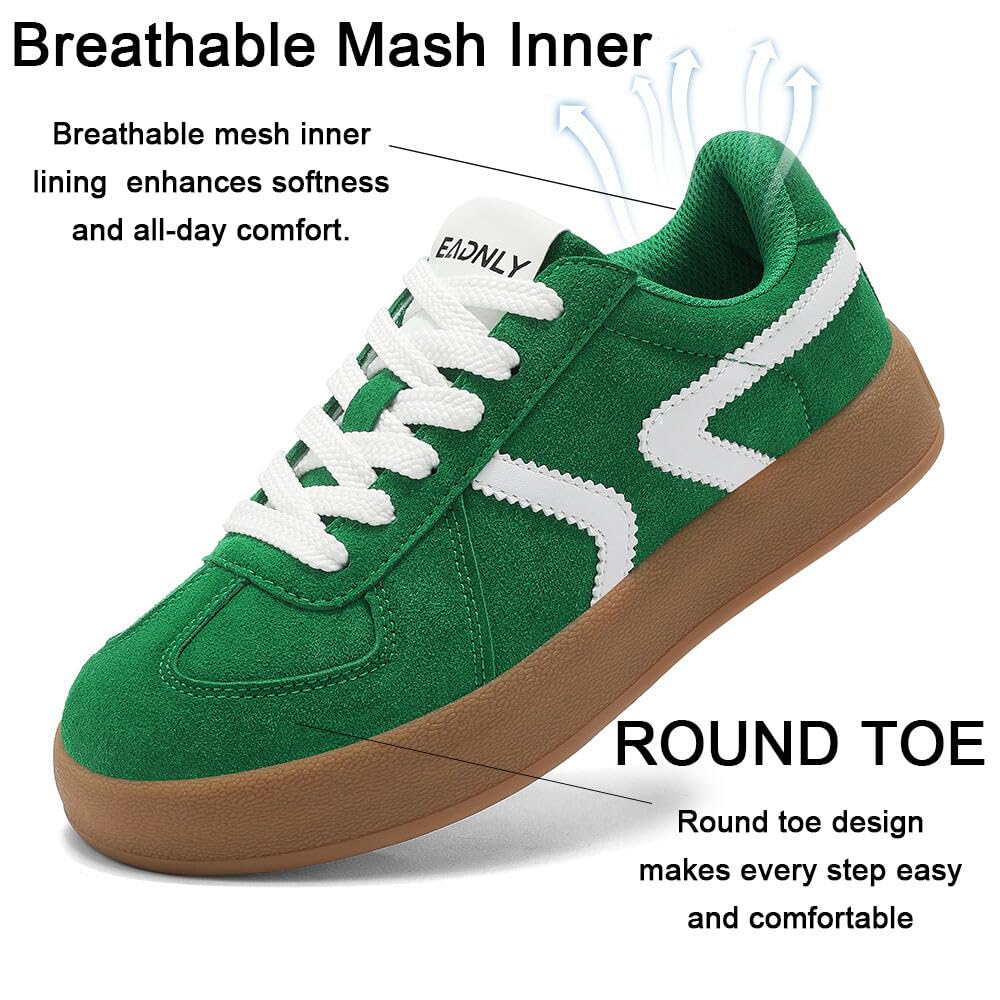Women's Retro Fashion Sneakers - Gum Sole Suede Casual Walking Footwear Skate Shoes Non Slip Trainers