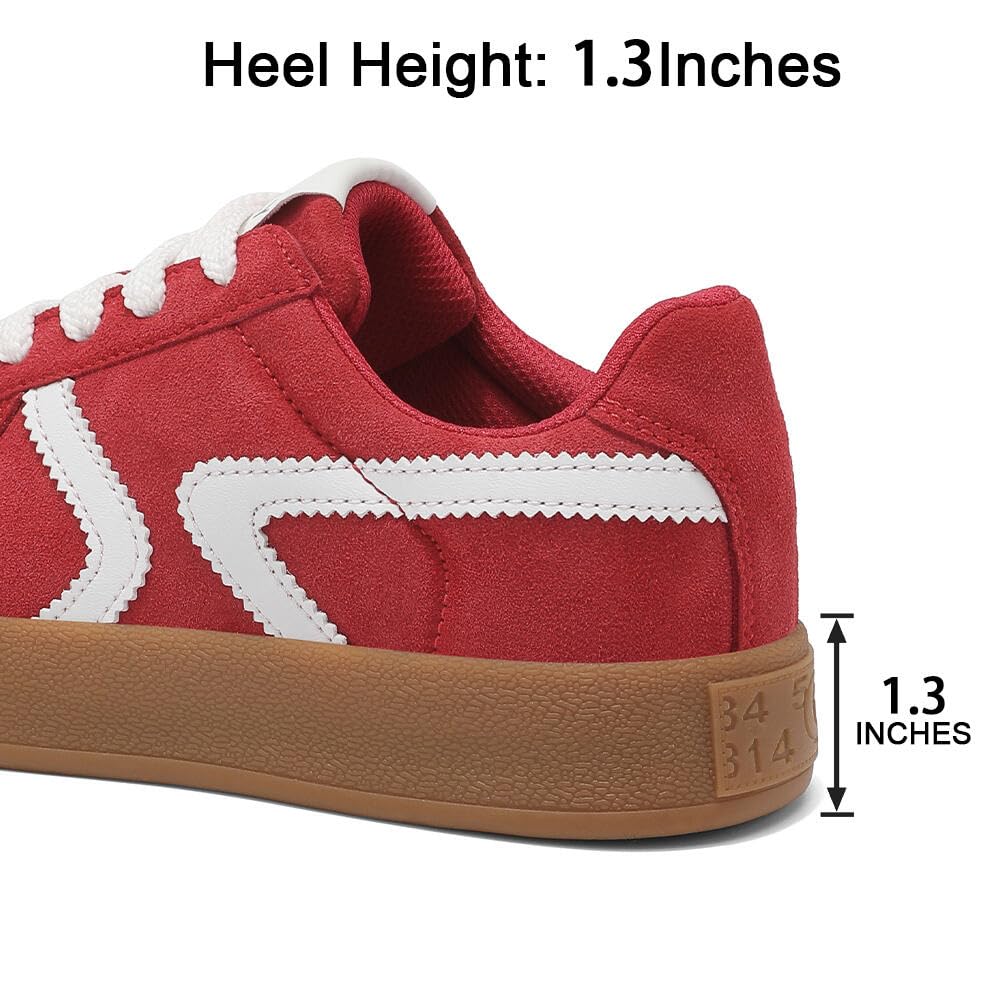 Women's Retro Fashion Sneakers - Gum Sole Suede Casual Walking Footwear Skate Shoes Non Slip Trainers