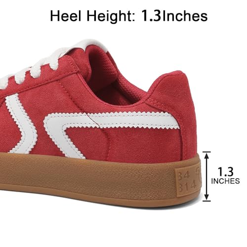 Women's Retro Fashion Sneakers - Gum Sole Suede Casual Walking Footwear Skate Shoes Non Slip Trainers