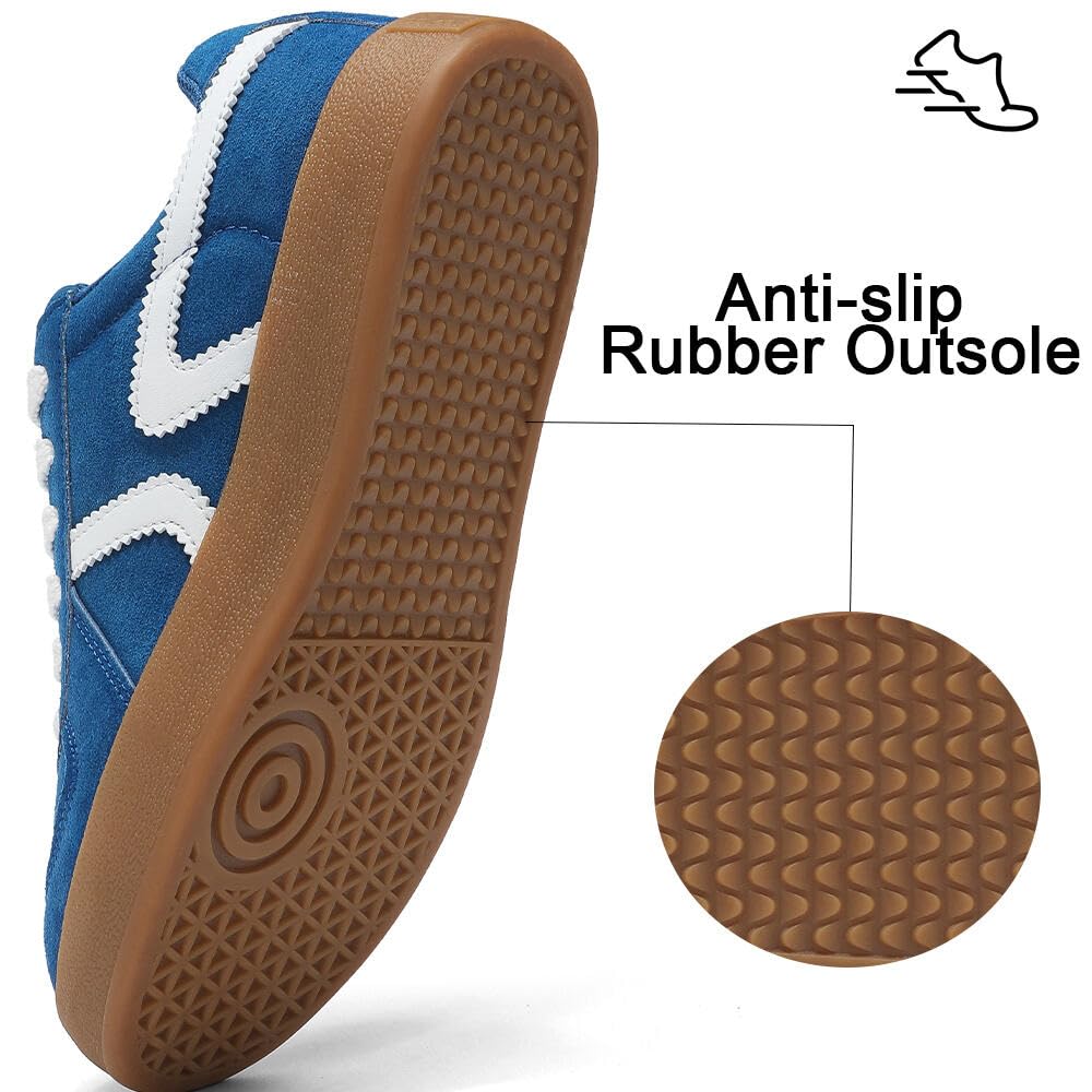 Women's Retro Fashion Sneakers - Gum Sole Suede Casual Walking Footwear Skate Shoes Non Slip Trainers