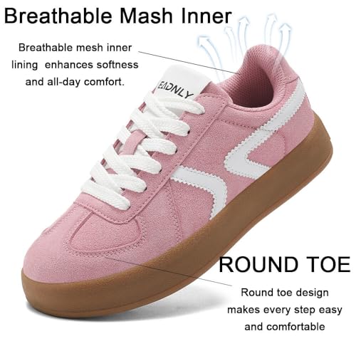 Women's Retro Fashion Sneakers - Gum Sole Suede Casual Walking Footwear Skate Shoes Non Slip Trainers