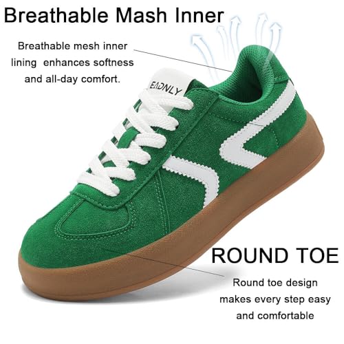 Women's Retro Fashion Sneakers - Gum Sole Suede Casual Walking Footwear Skate Shoes Non Slip Trainers