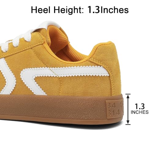 Women's Retro Fashion Sneakers - Gum Sole Suede Casual Walking Footwear Skate Shoes Non Slip Trainers