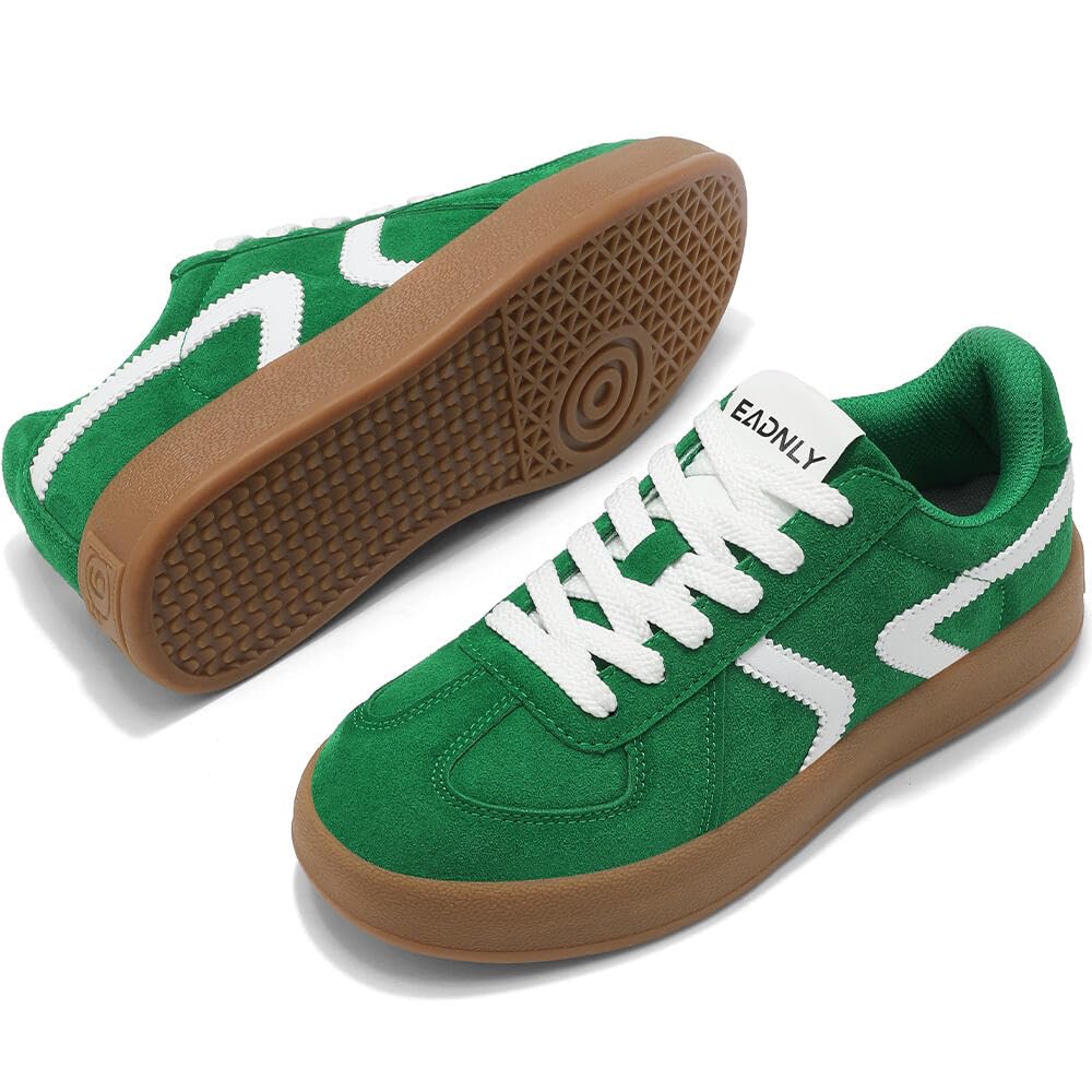 Women's Retro Fashion Sneakers - Gum Sole Suede Casual Walking Footwear Skate Shoes Non Slip Trainers