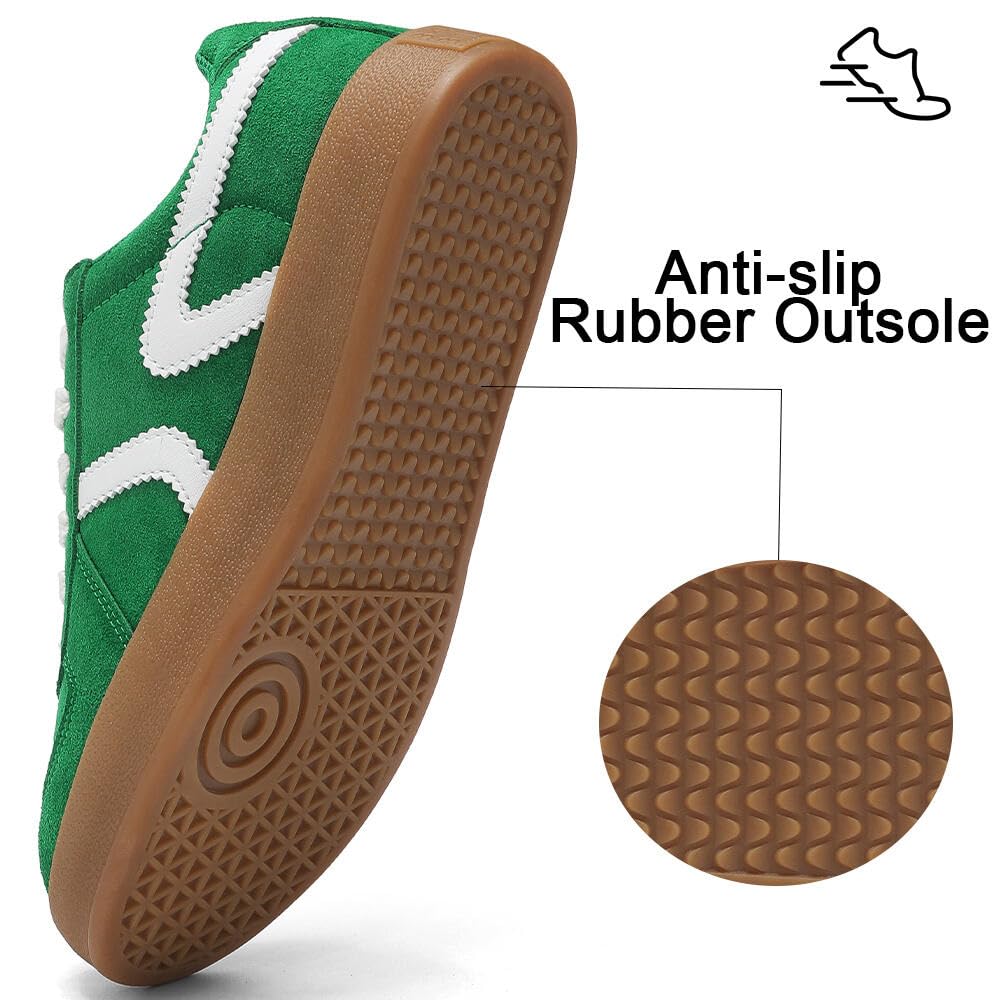 Women's Retro Fashion Sneakers - Gum Sole Suede Casual Walking Footwear Skate Shoes Non Slip Trainers