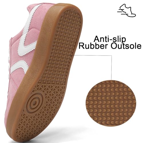 Women's Retro Fashion Sneakers - Gum Sole Suede Casual Walking Footwear Skate Shoes Non Slip Trainers