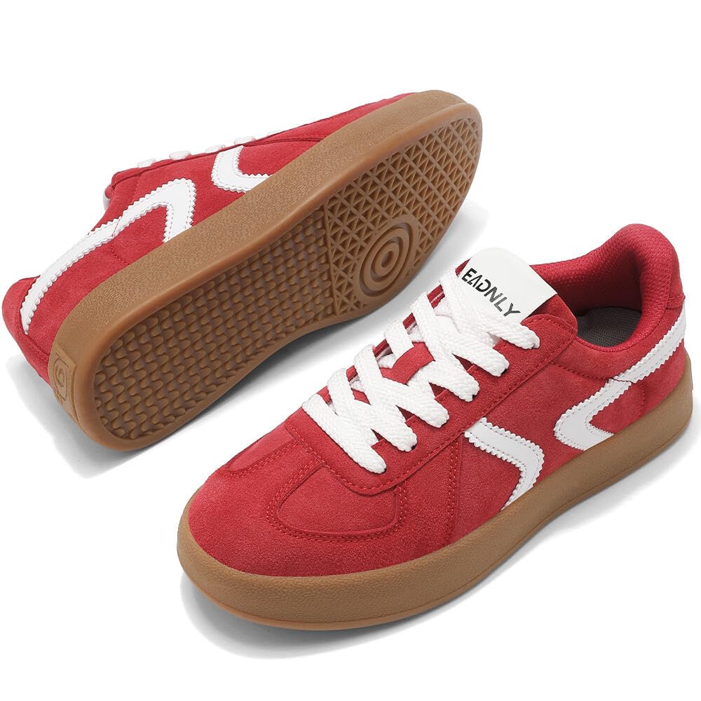 Women's Retro Fashion Sneakers - Gum Sole Suede Casual Walking Footwear Skate Shoes Non Slip Trainers